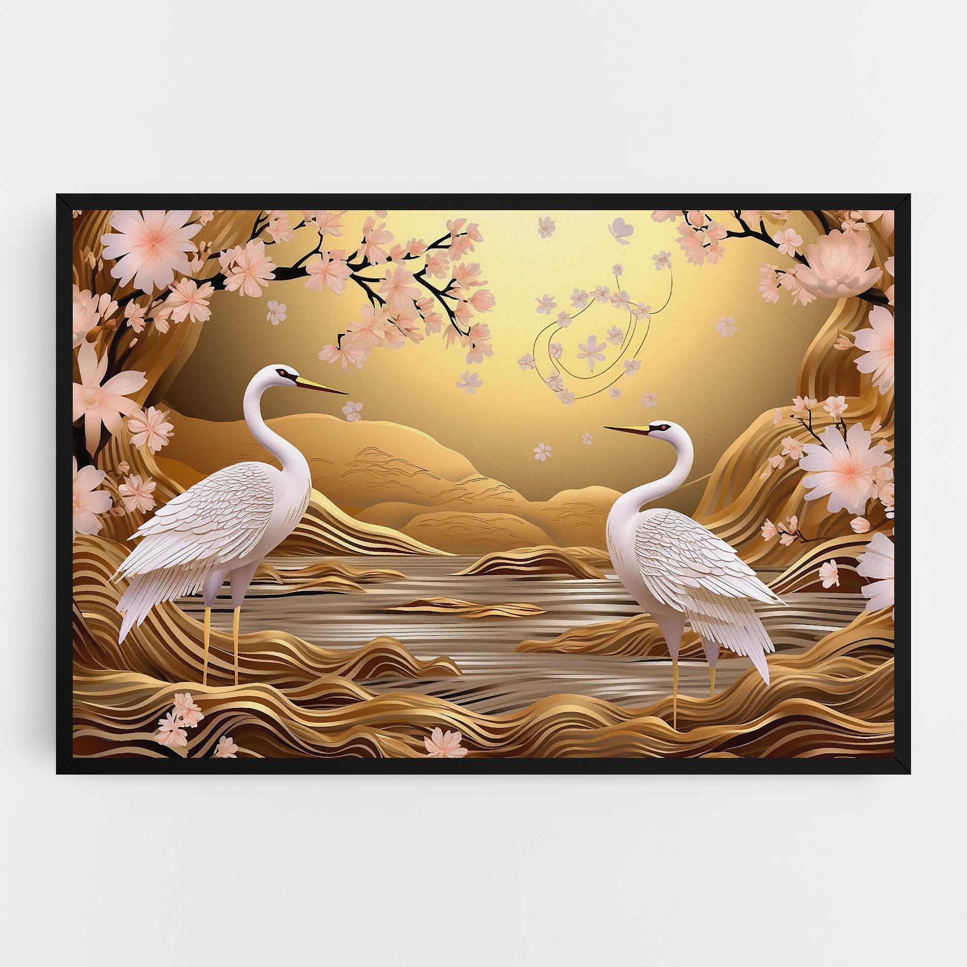 Картина на платно Pink Chinese Flowers mockup 0