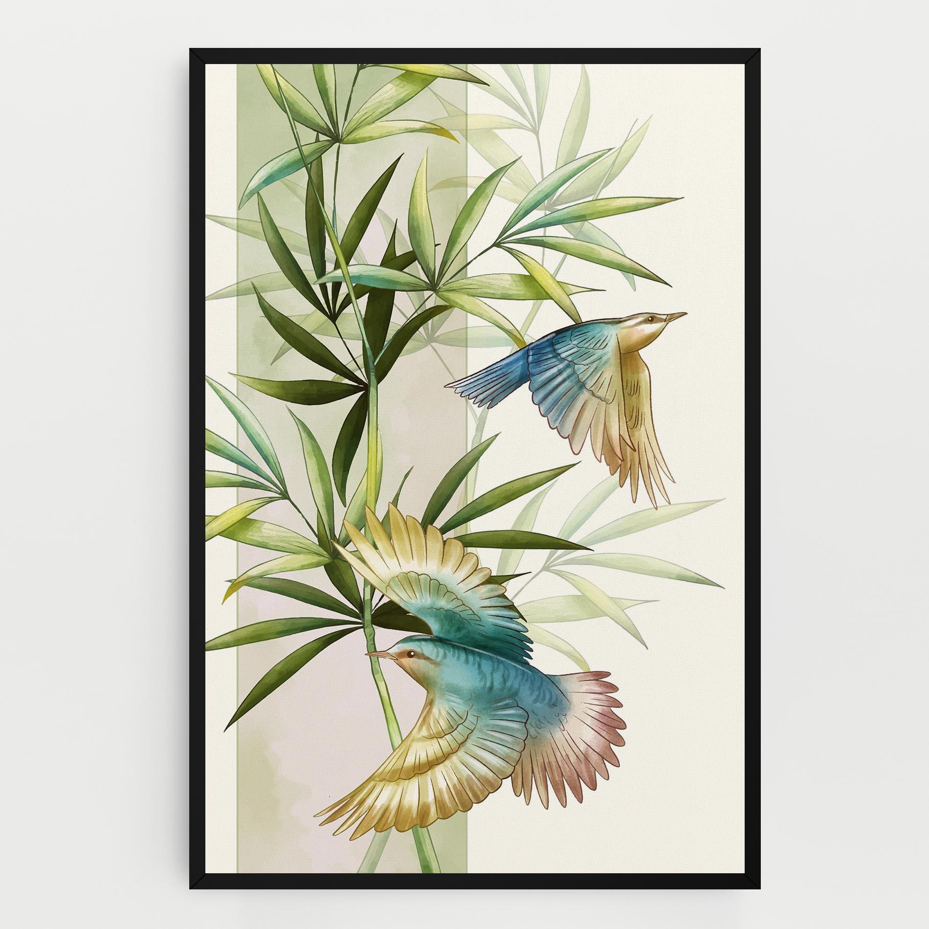 Картина на платно Asiatic Blue Birds mockup 0