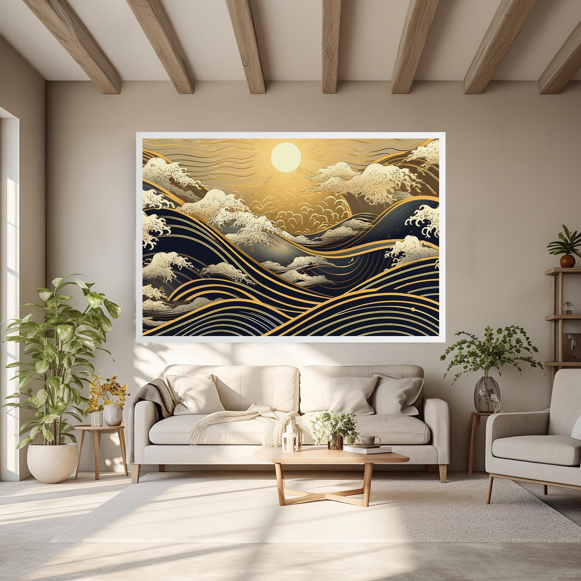 Картина на платно Gold Waves Landscape mockup 6