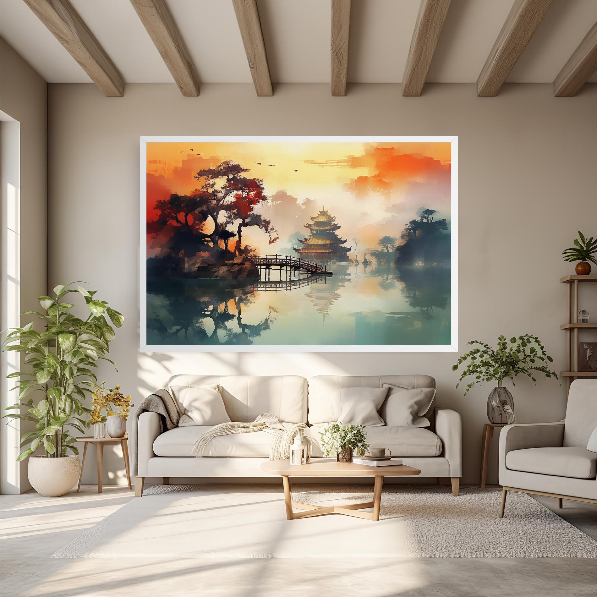 Картина на платно Sunset Fog Water mockup 6