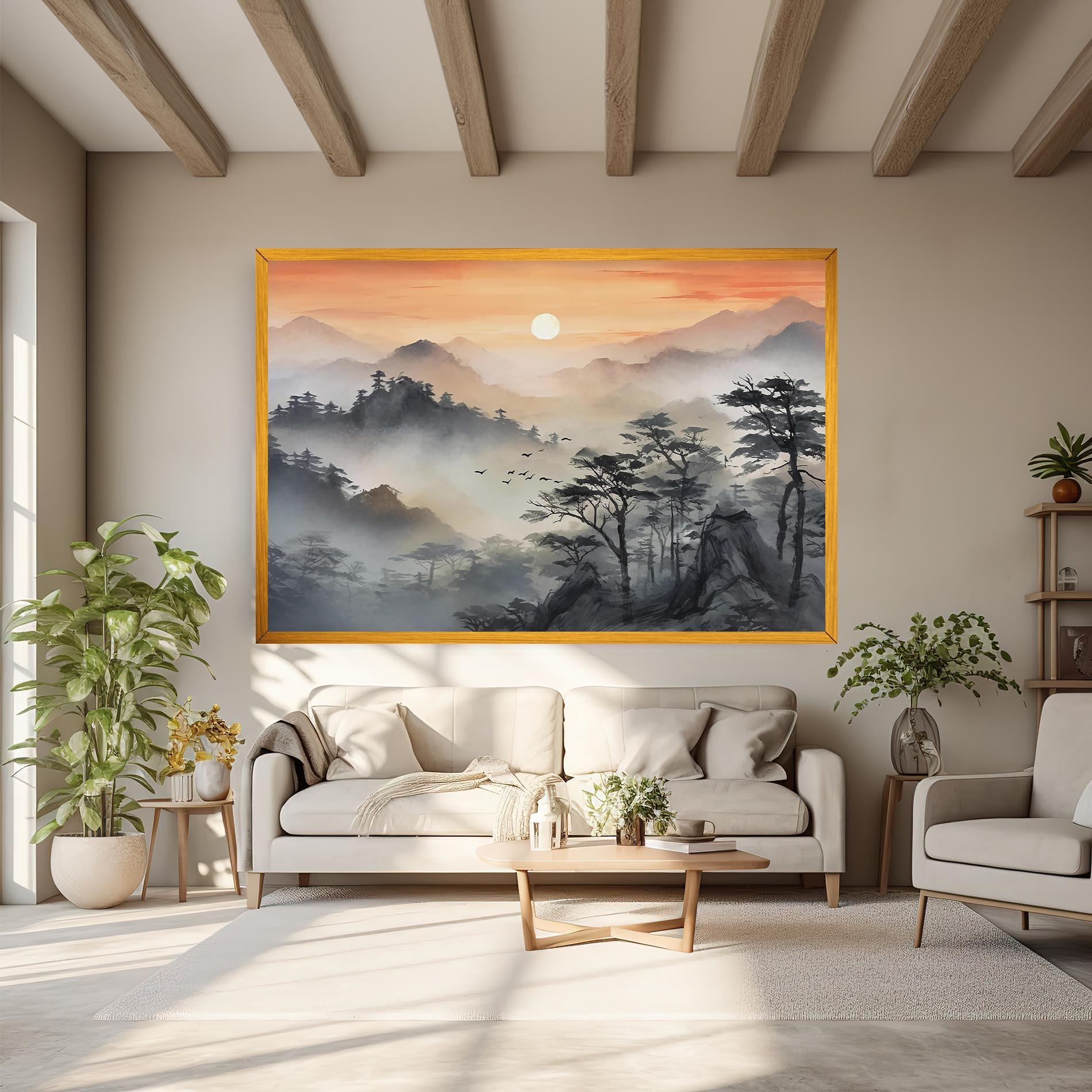 Картина на платно Sunset Fog mockup 6