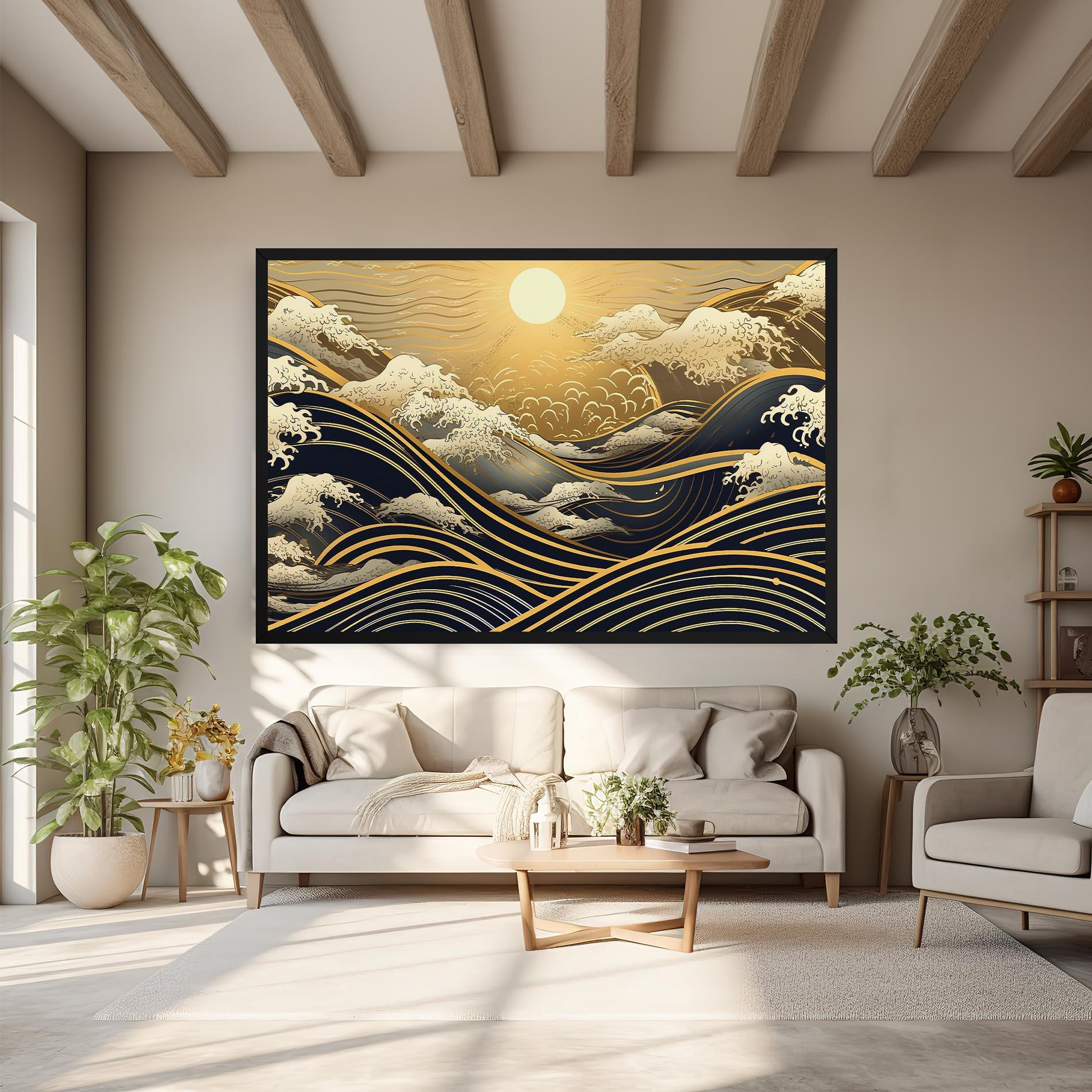 Картина на платно Gold Waves Landscape mockup 6
