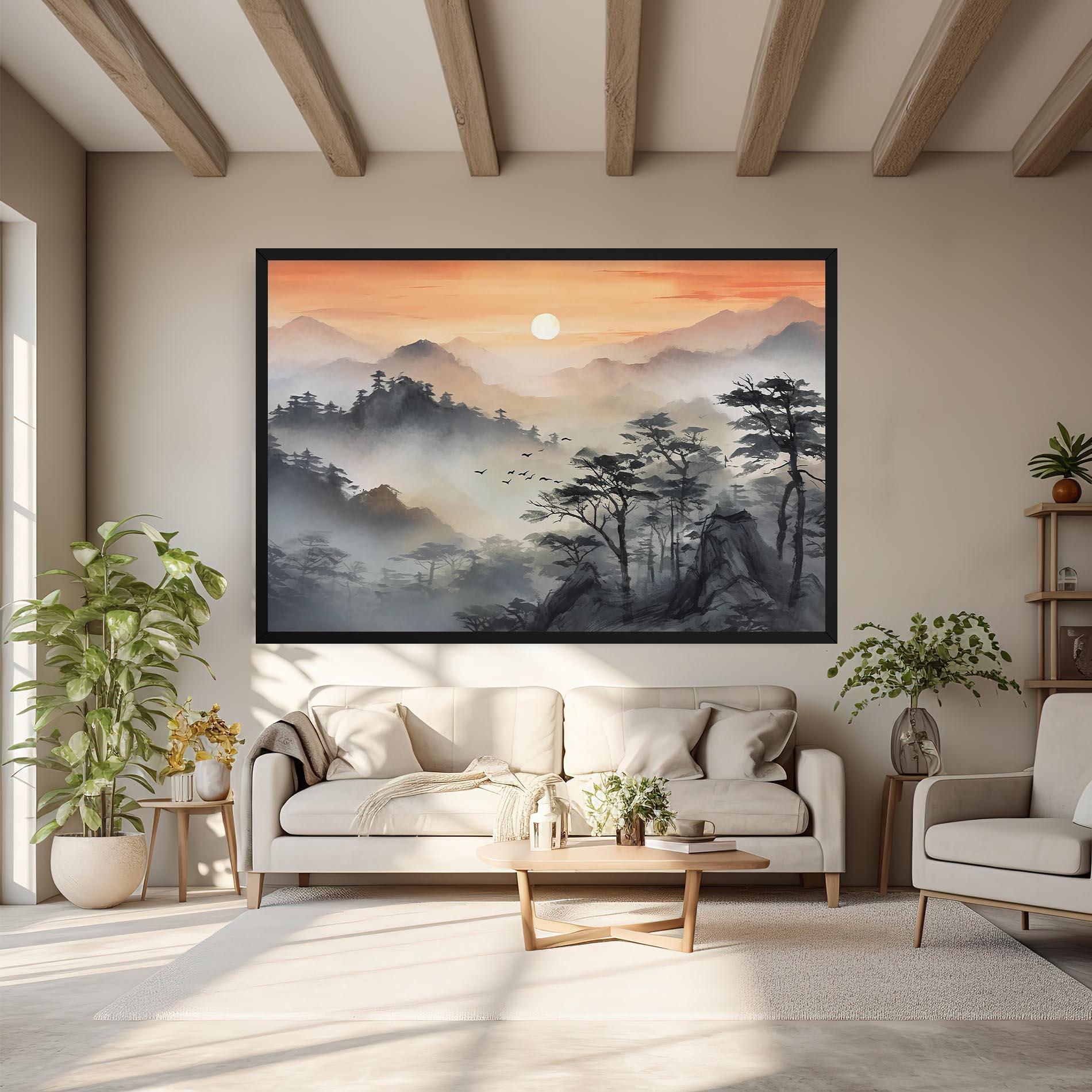 Картина на платно Sunset Fog mockup 6