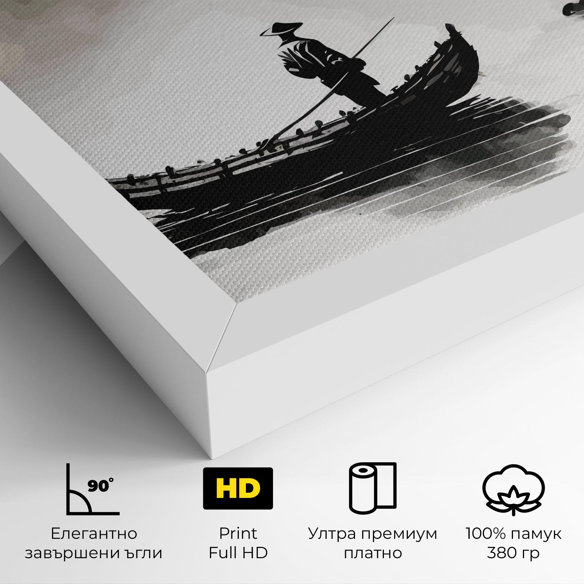 Картина на платно Black Ink Boat mockup 4