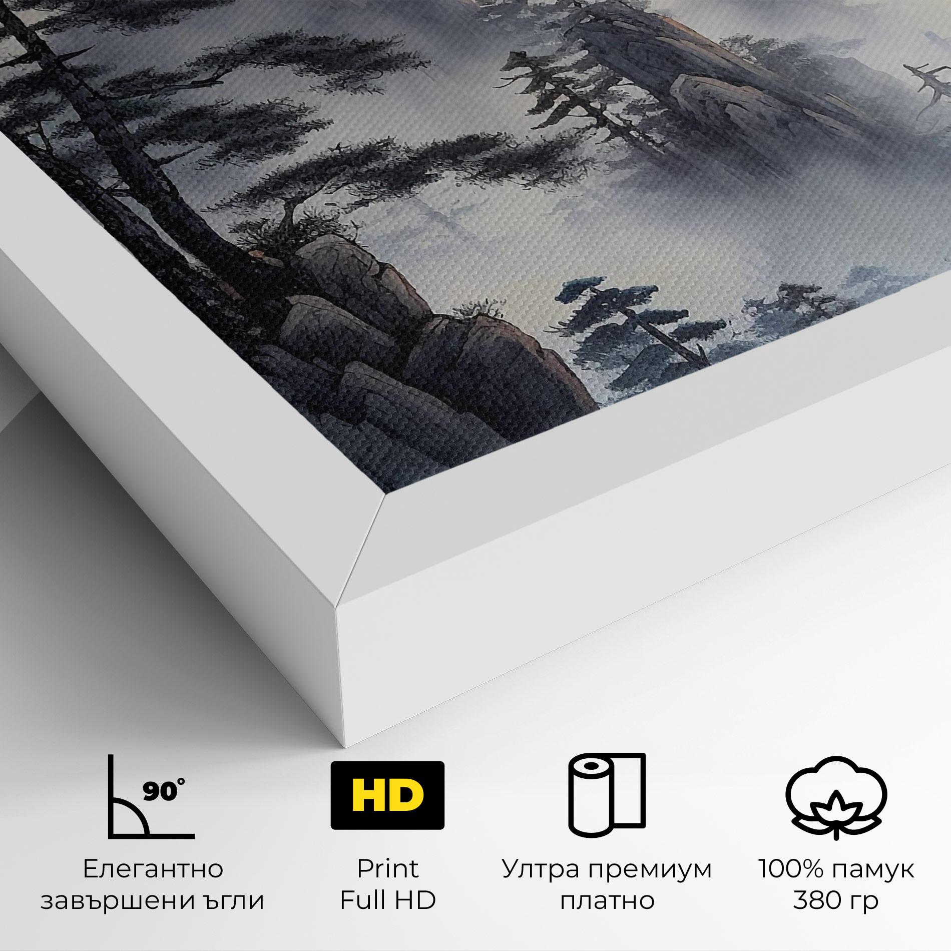 Картина на платно Fog Trees mockup 4