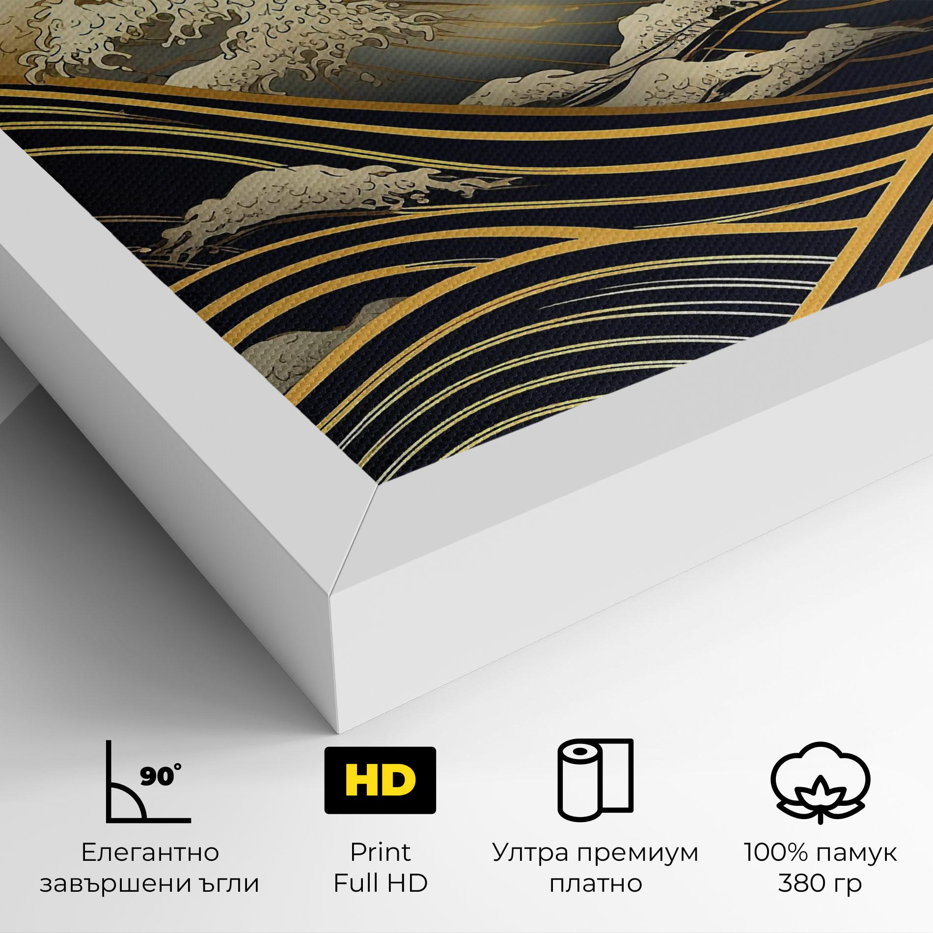 Картина на платно Gold Waves Landscape mockup 4