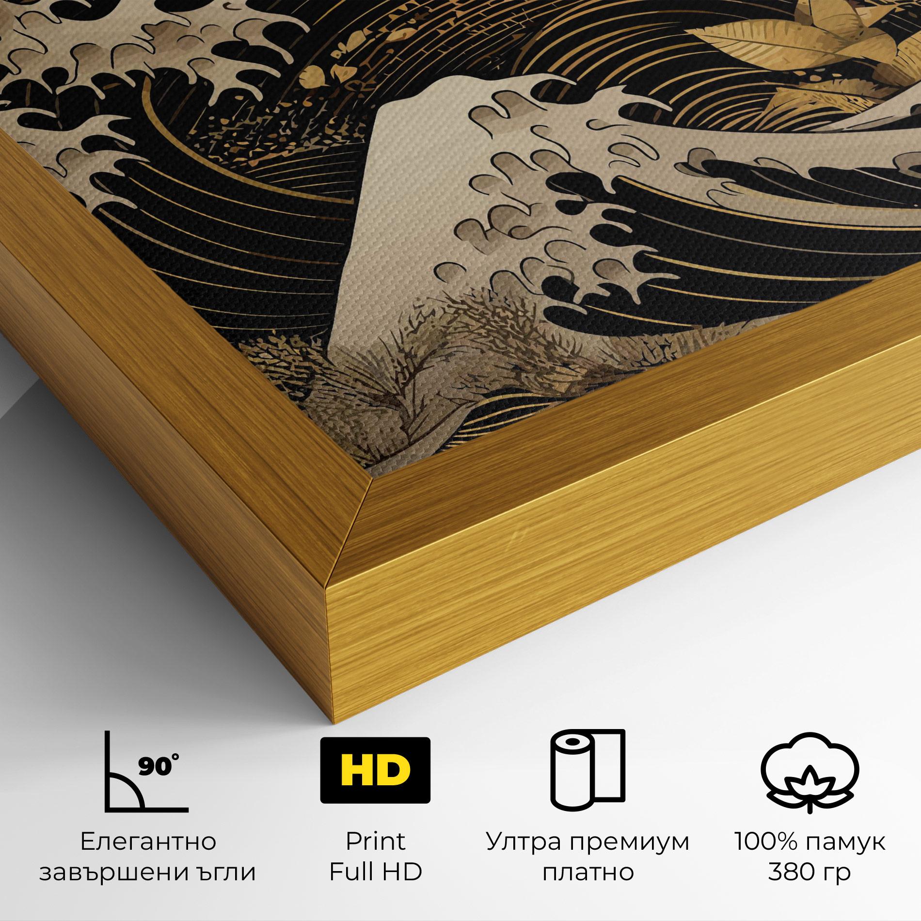 Картина на платно Asiatic Gold Wave mockup 4