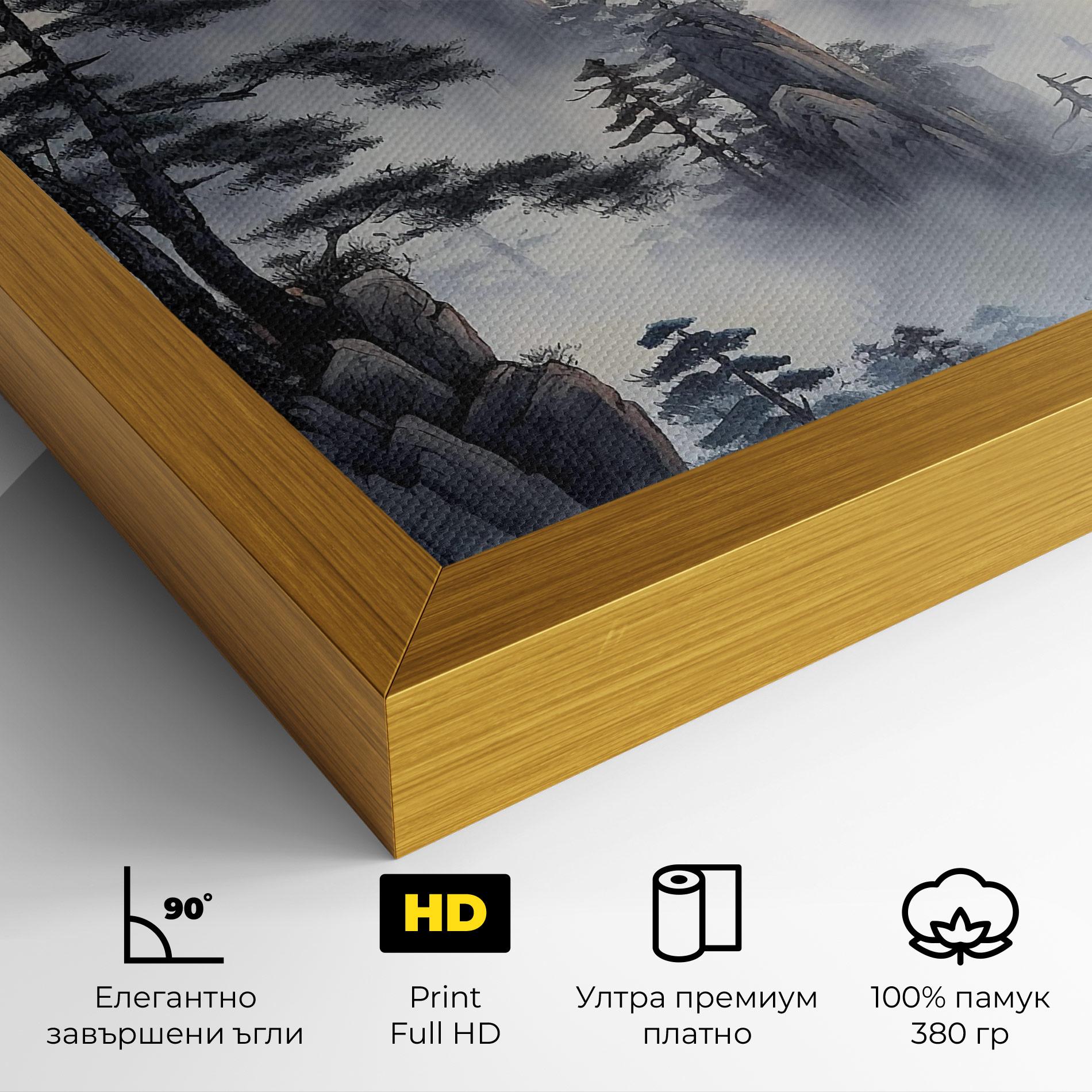 Картина на платно Fog Trees mockup 4