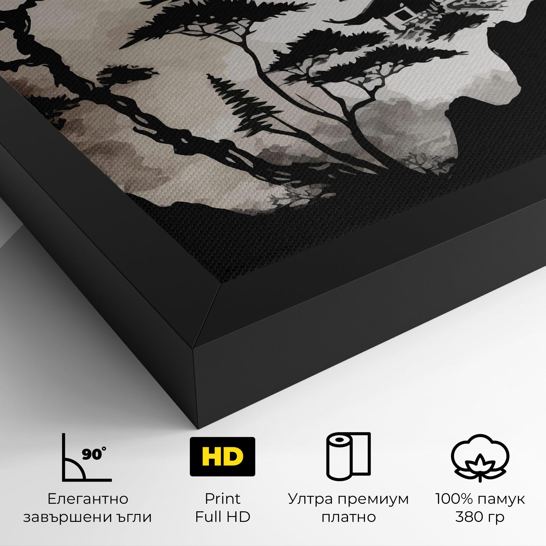 Картина на платно Asian Red Moon mockup 4