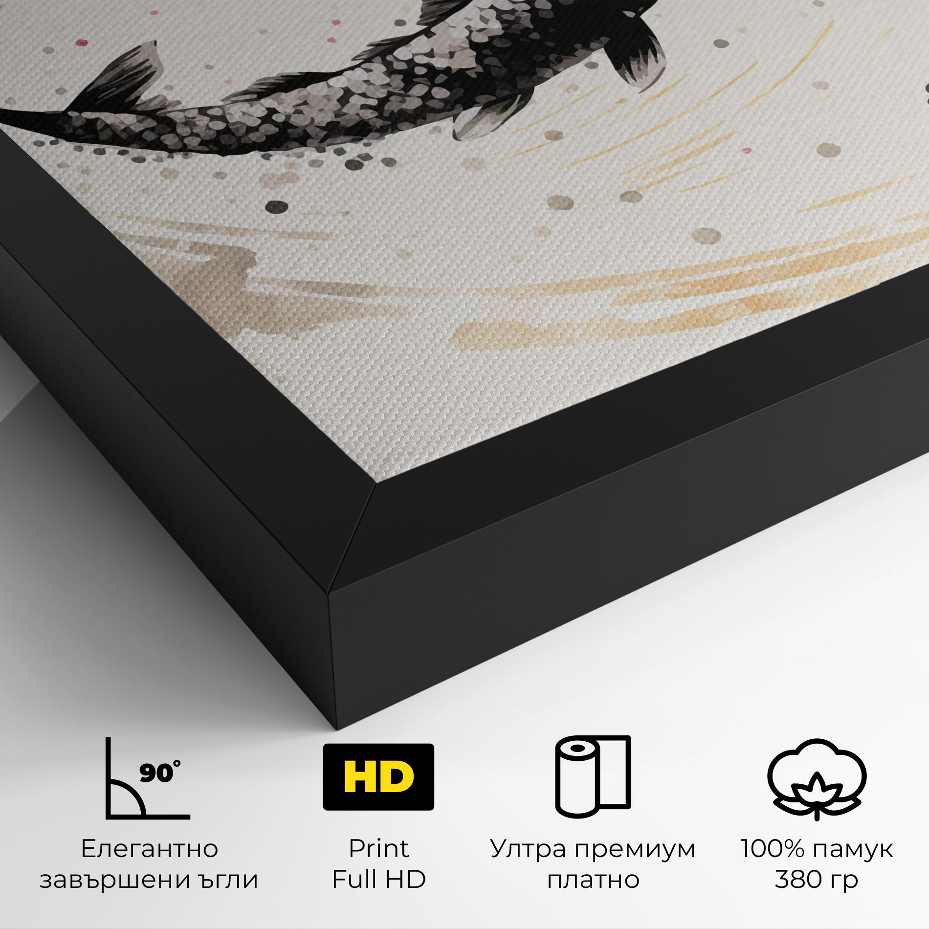 Картина на платно Asiatic Flower Fish mockup 4