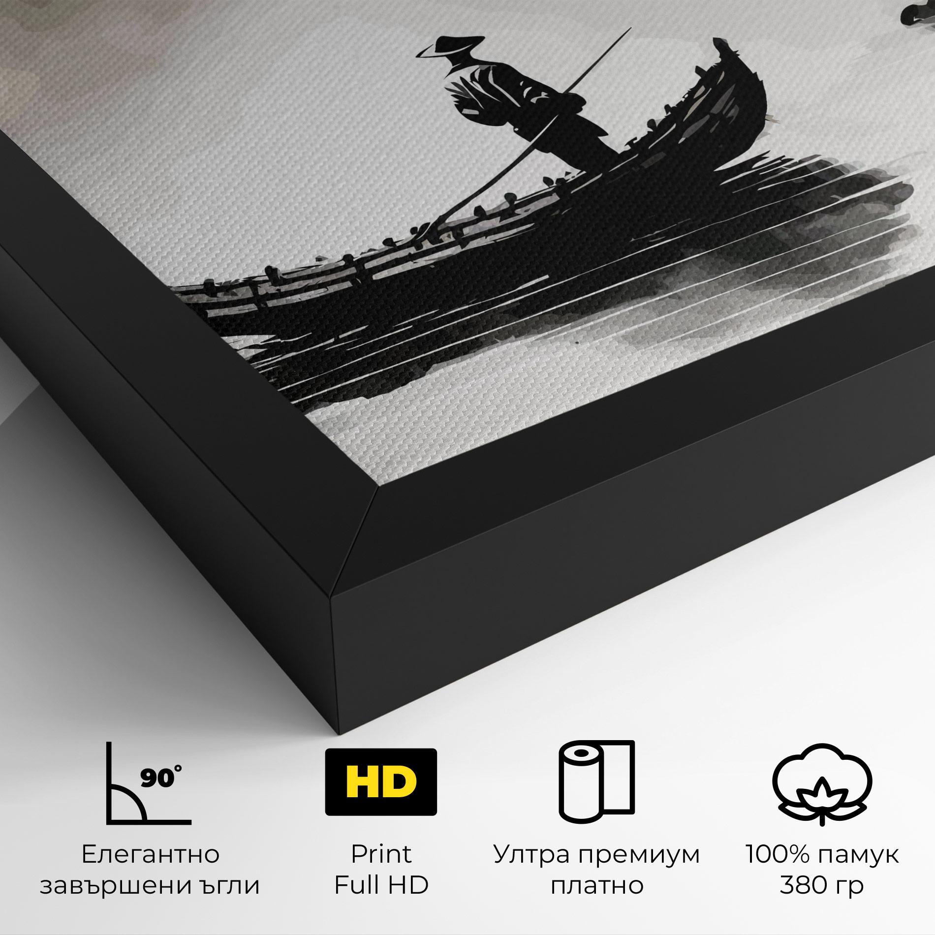 Картина на платно Black Ink Boat mockup 4