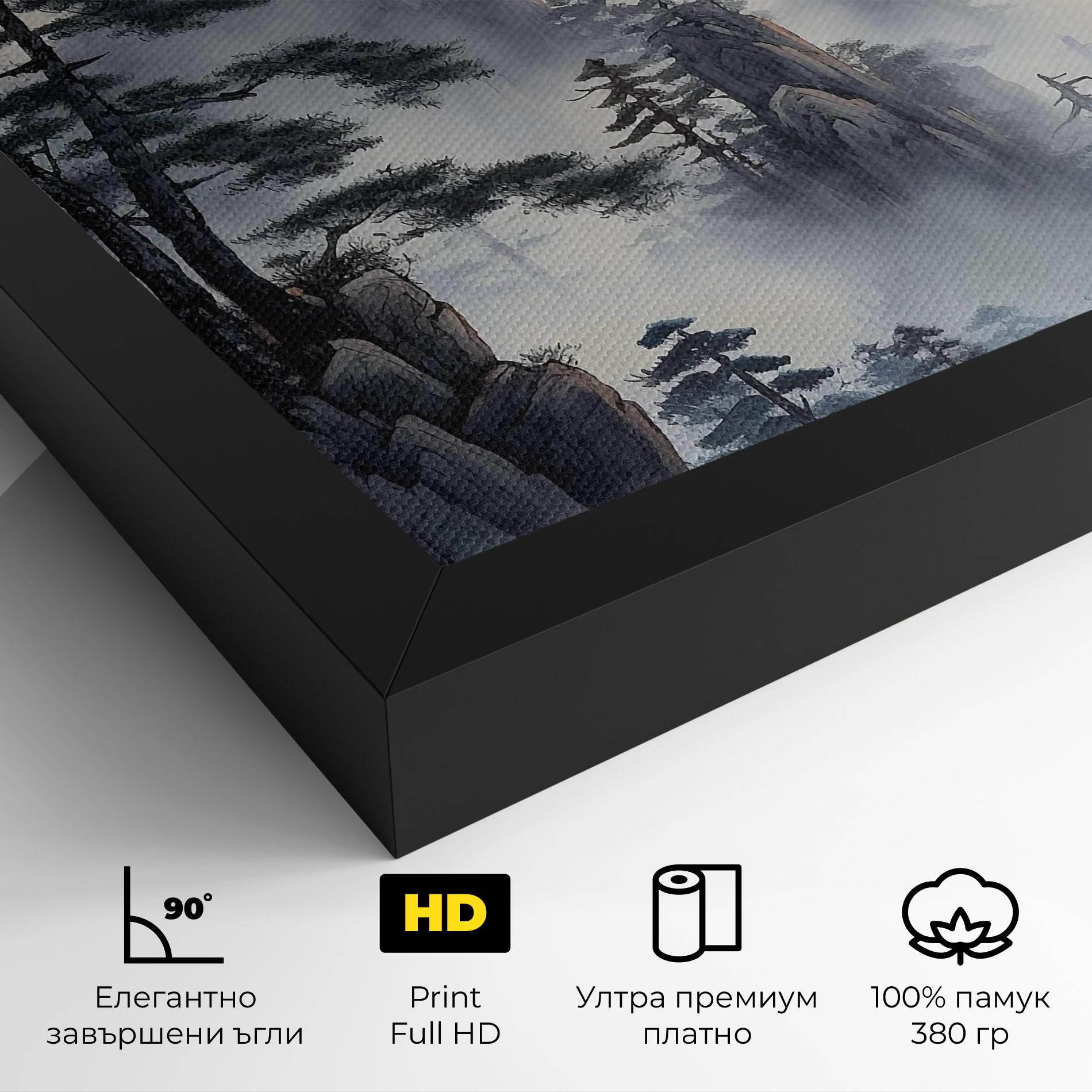 Картина на платно Fog Trees mockup 4