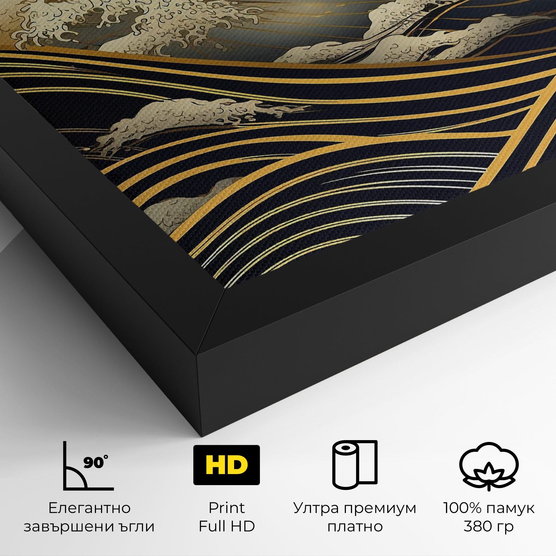 Картина на платно Gold Waves Landscape mockup 4