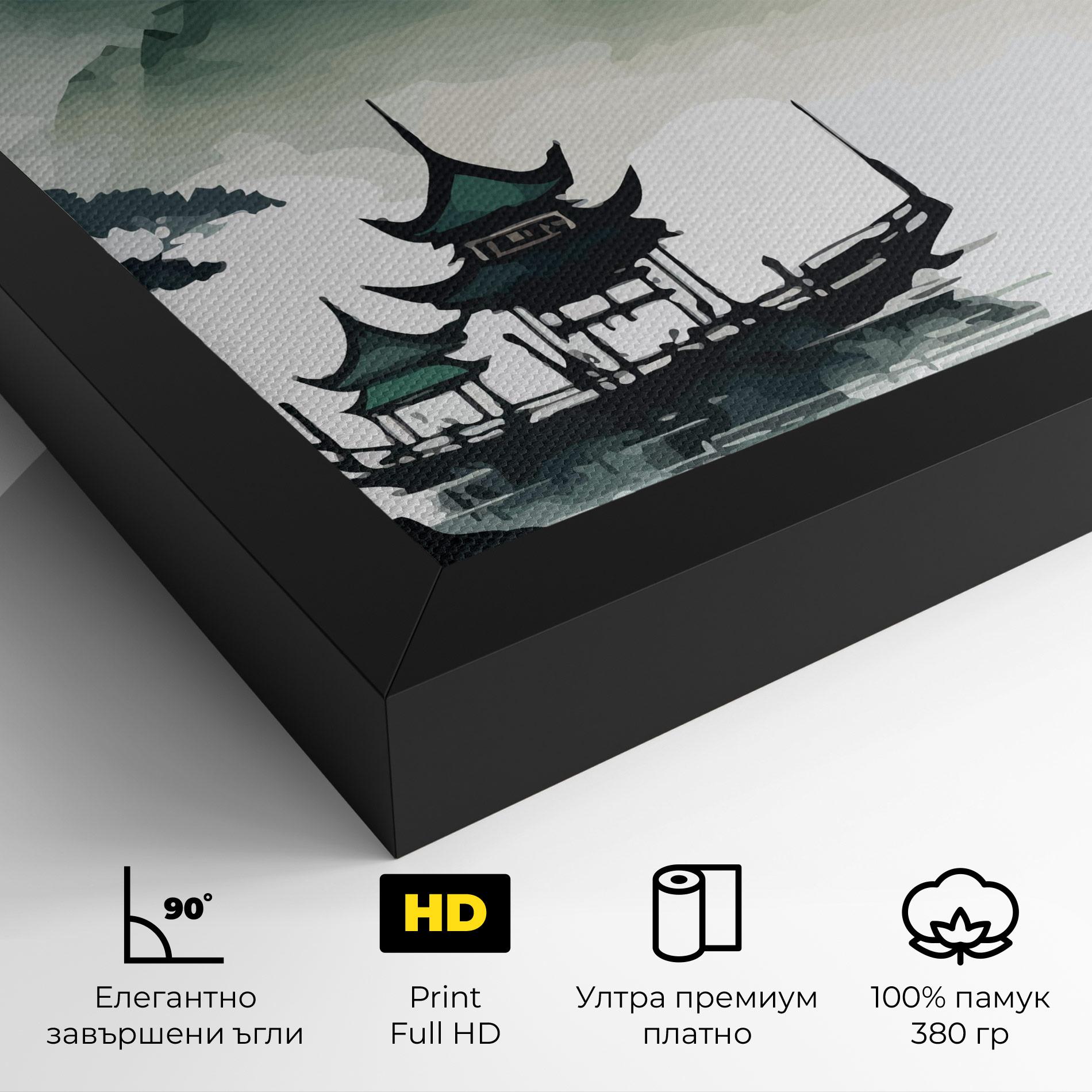 Картина на платно Green Mountain Moon mockup 4