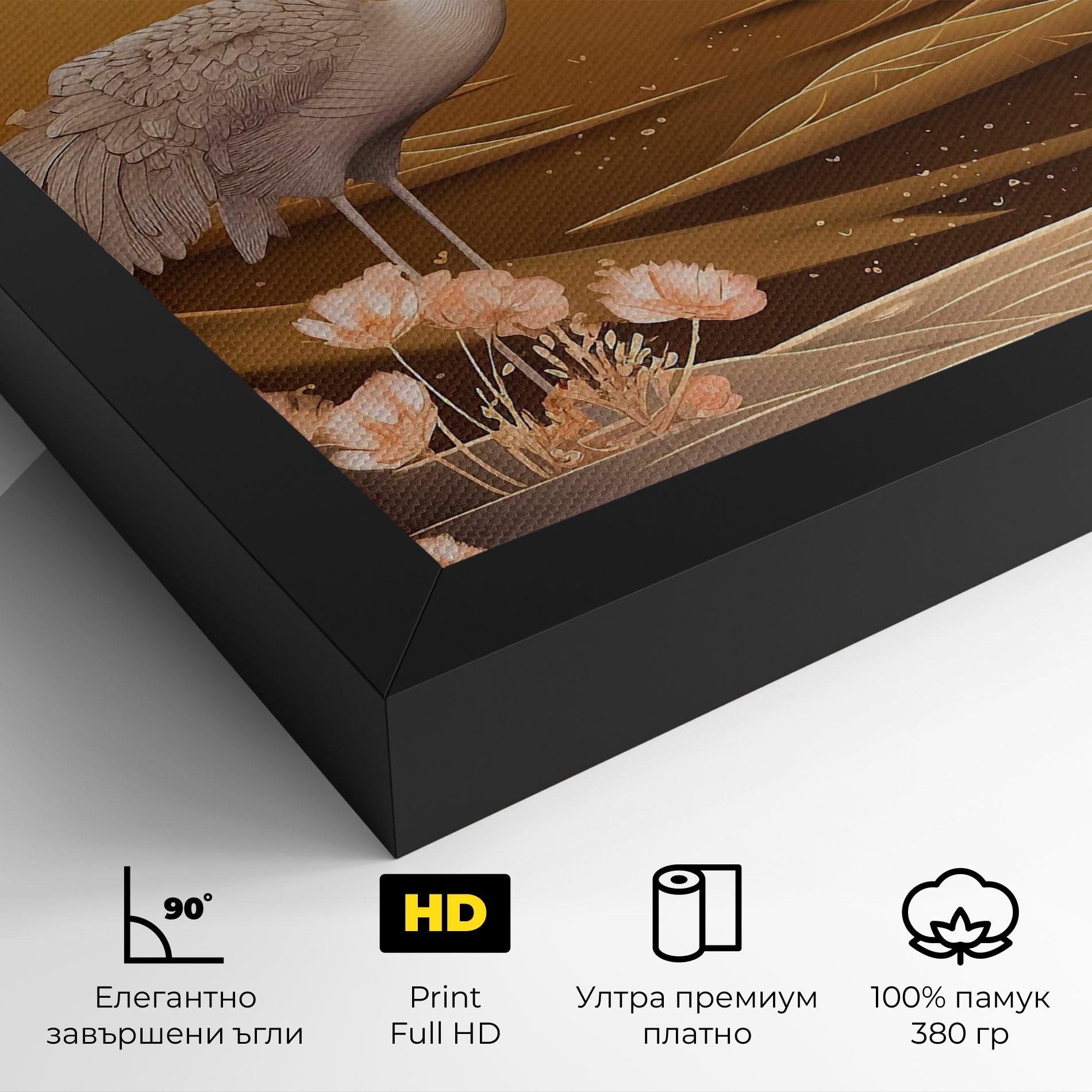 Картина на платно White Chinese Birds mockup 4