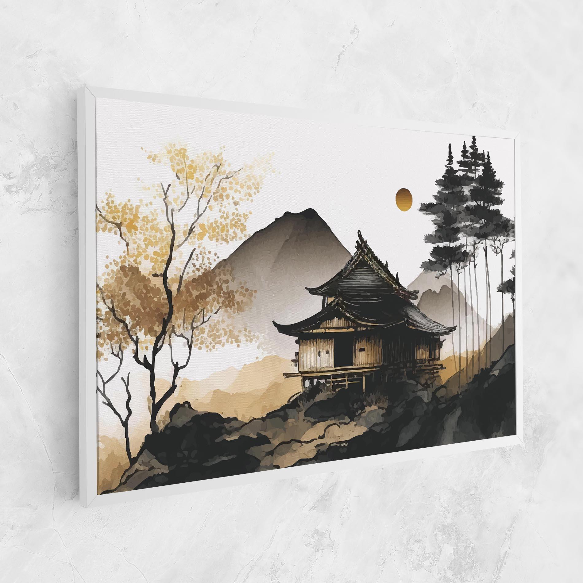 Картина на платно Gold Japanese Temple mockup 1