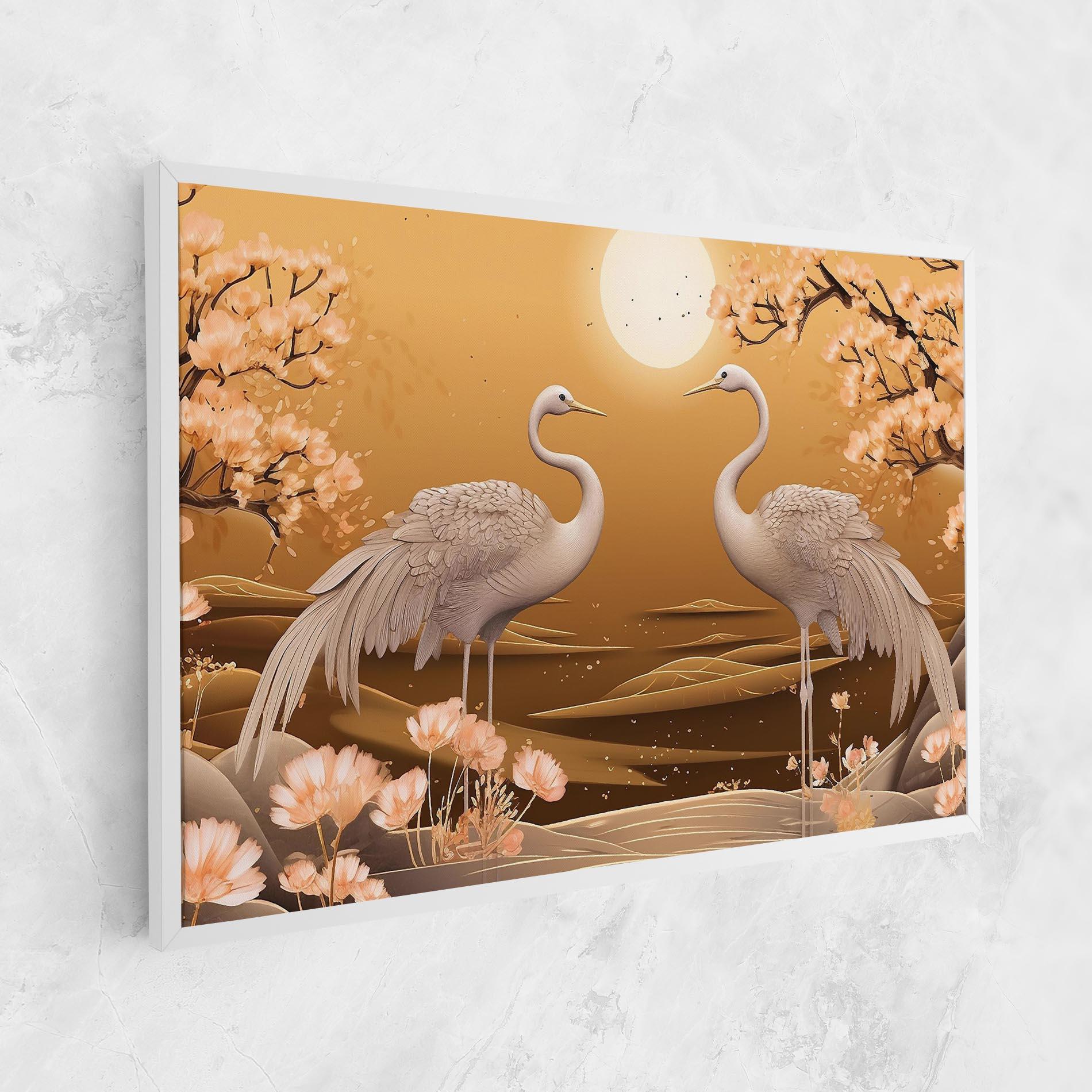 Картина на платно White Chinese Birds mockup 1