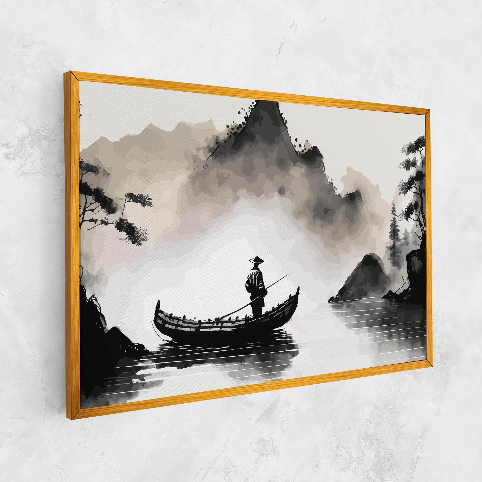 Картина на платно Black Ink Boat mockup 1
