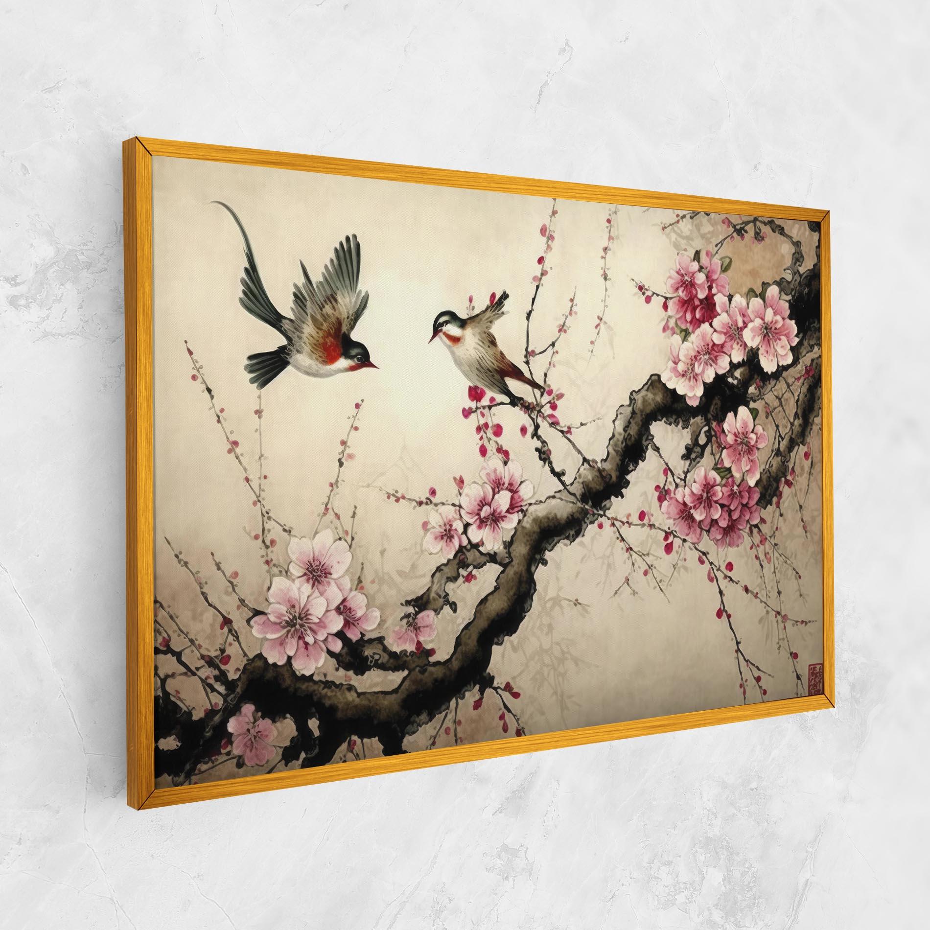 Картина на платно Cherry Blossom Birds mockup 1