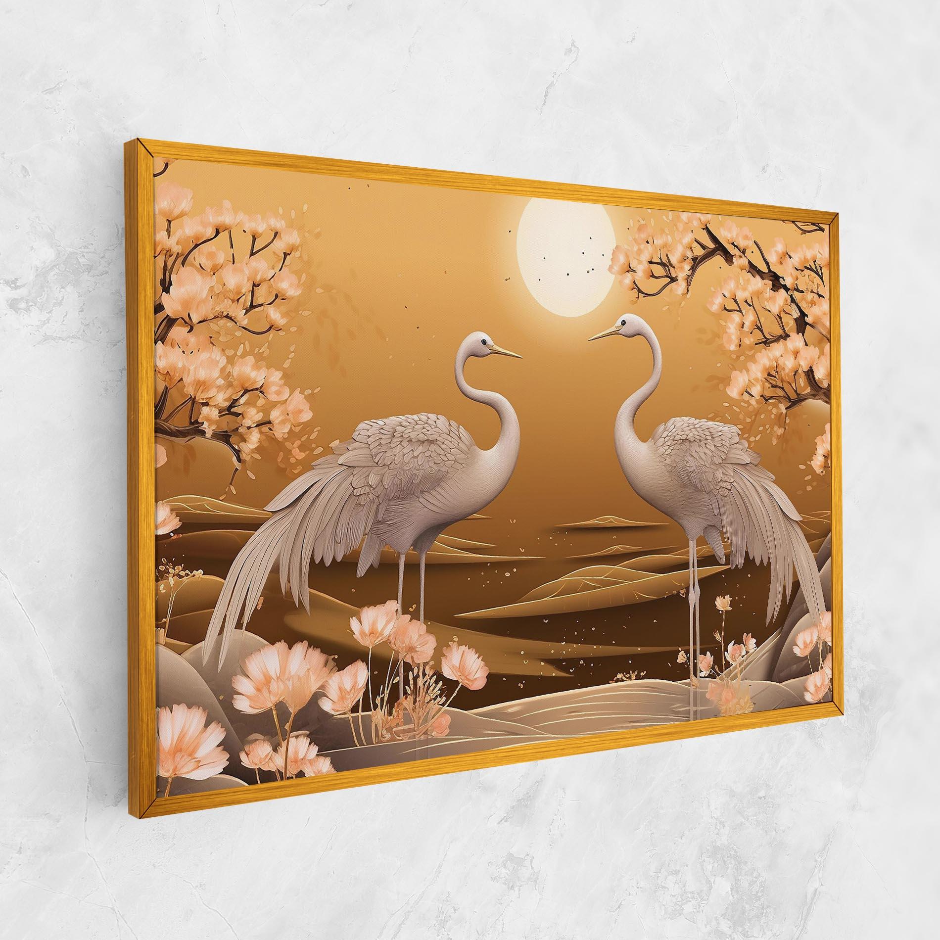 Картина на платно White Chinese Birds mockup 1