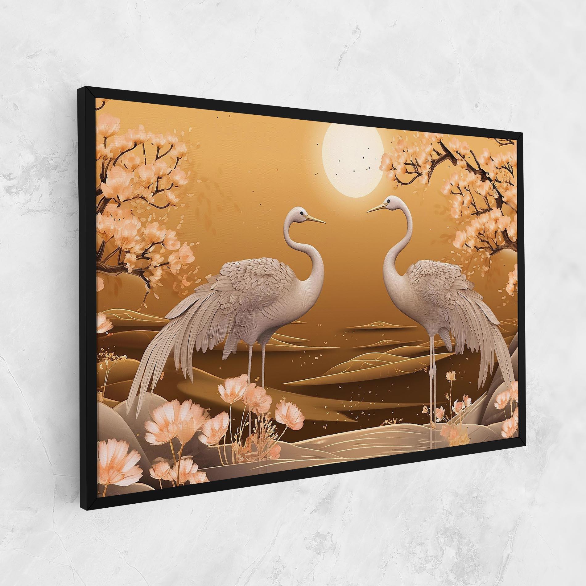 Картина на платно White Chinese Birds mockup 1