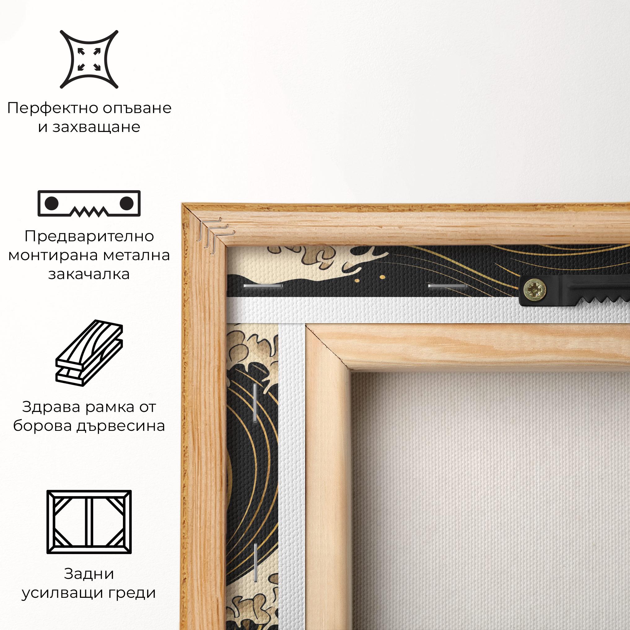 Картина на платно Asiatic Gold Wave mockup 5