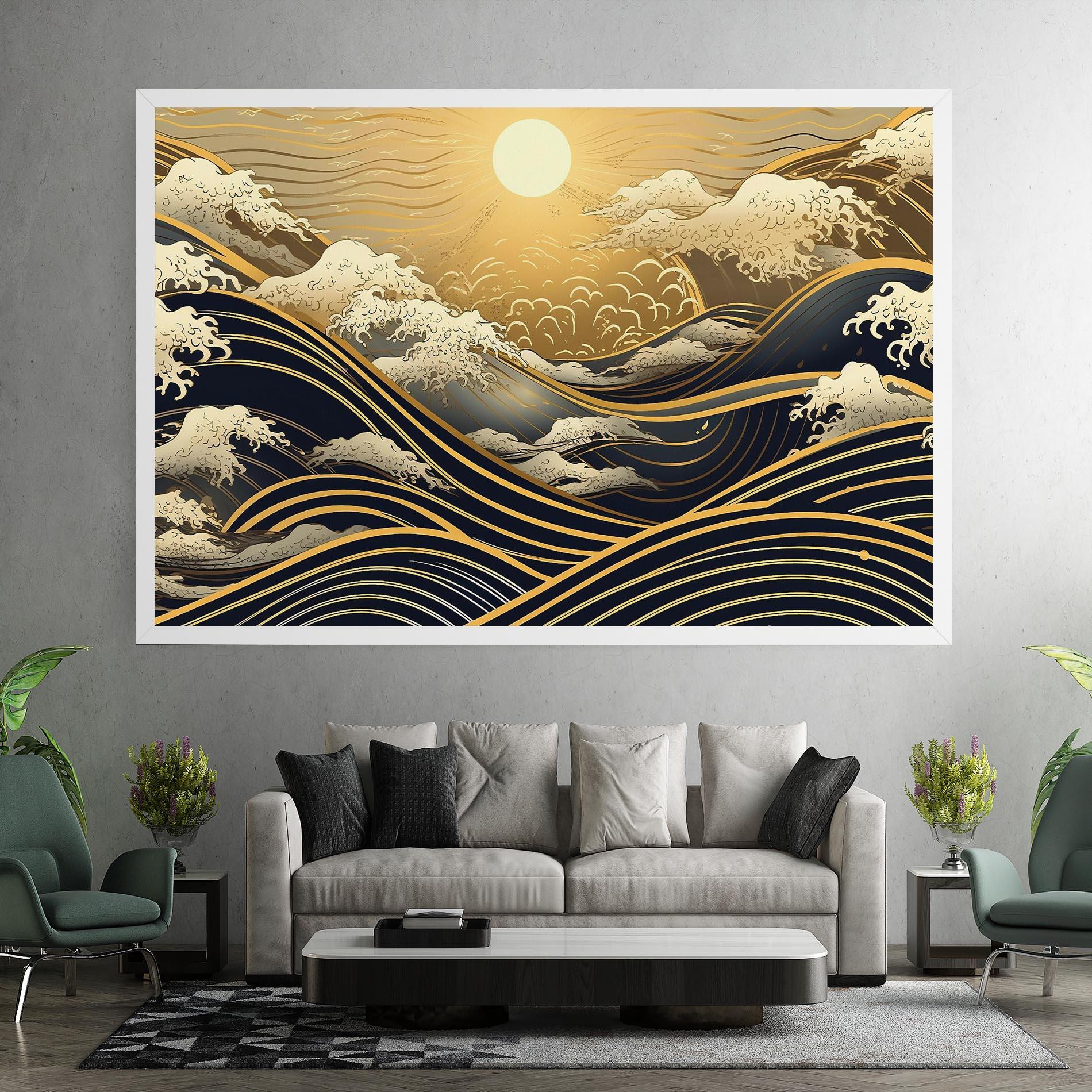 Картина на платно Gold Waves Landscape mockup 7