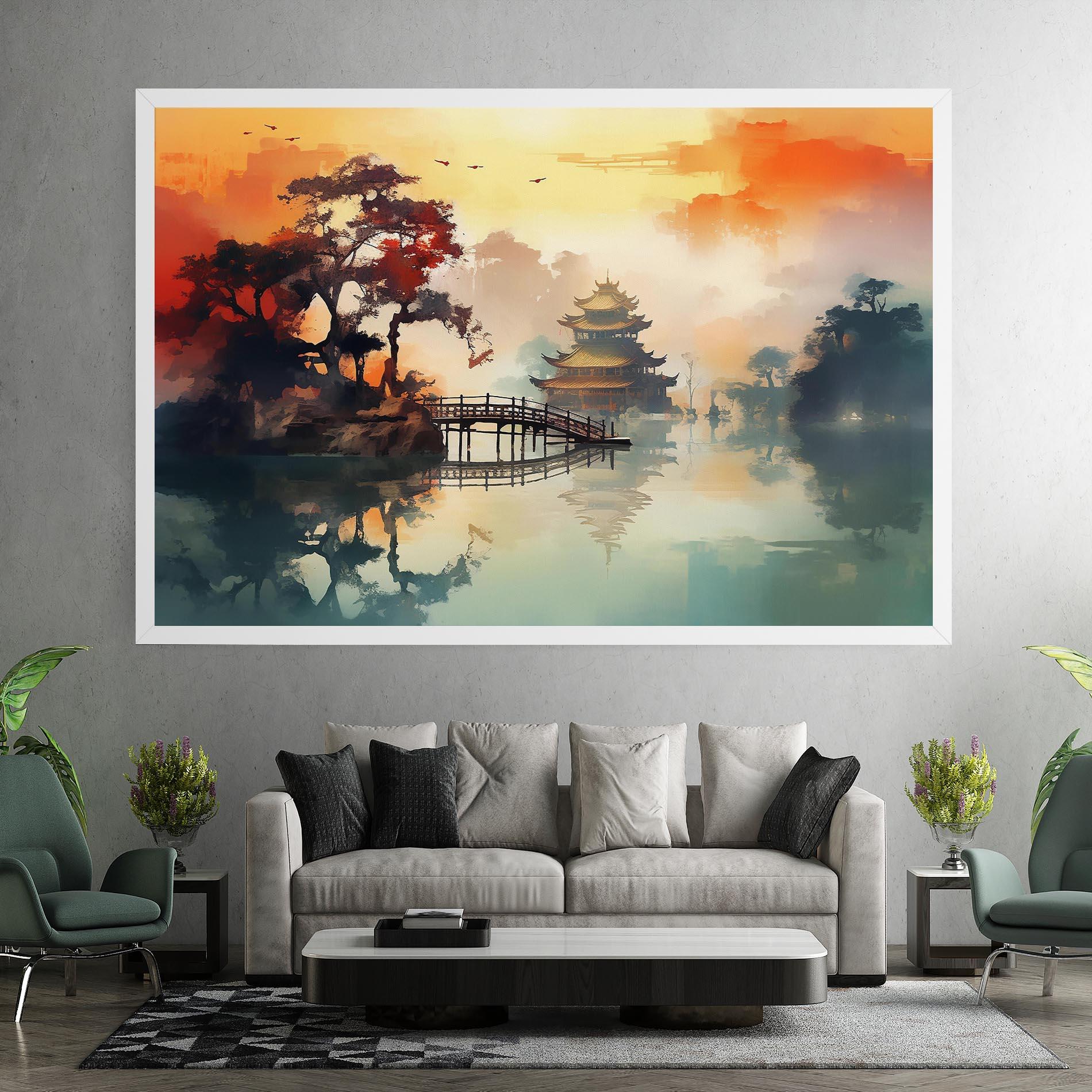 Картина на платно Sunset Fog Water mockup 7