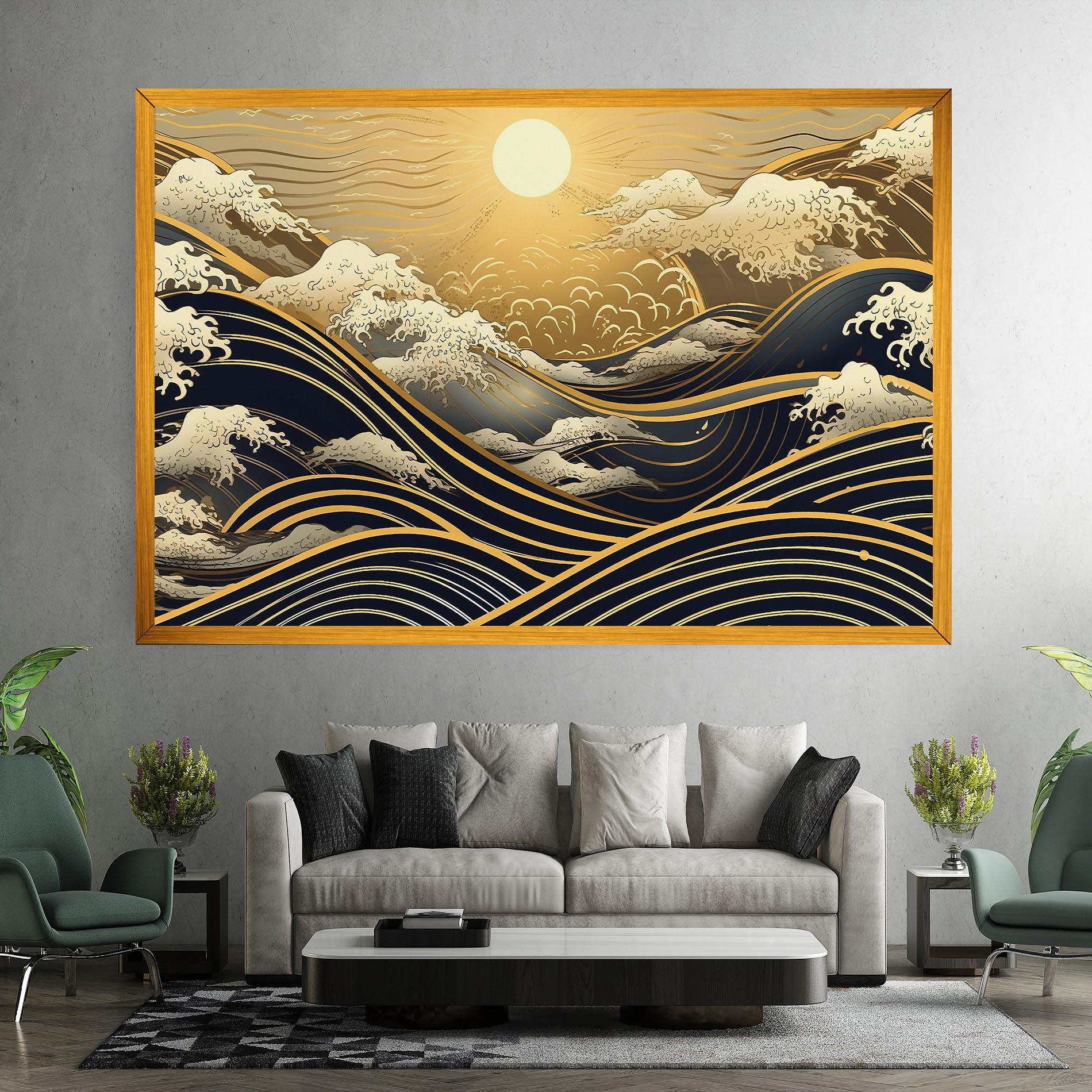 Картина на платно Gold Waves Landscape mockup 7