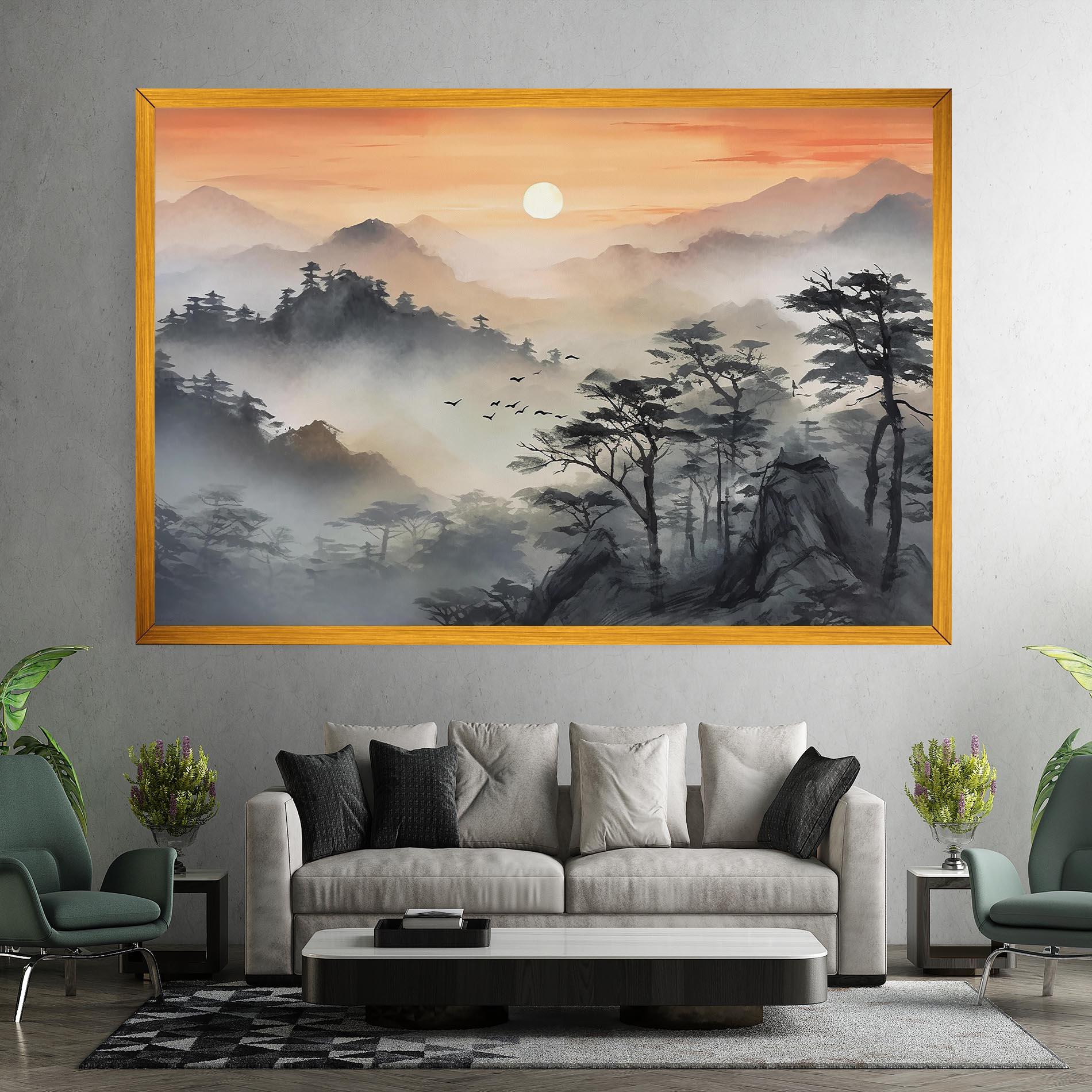 Картина на платно Sunset Fog mockup 7