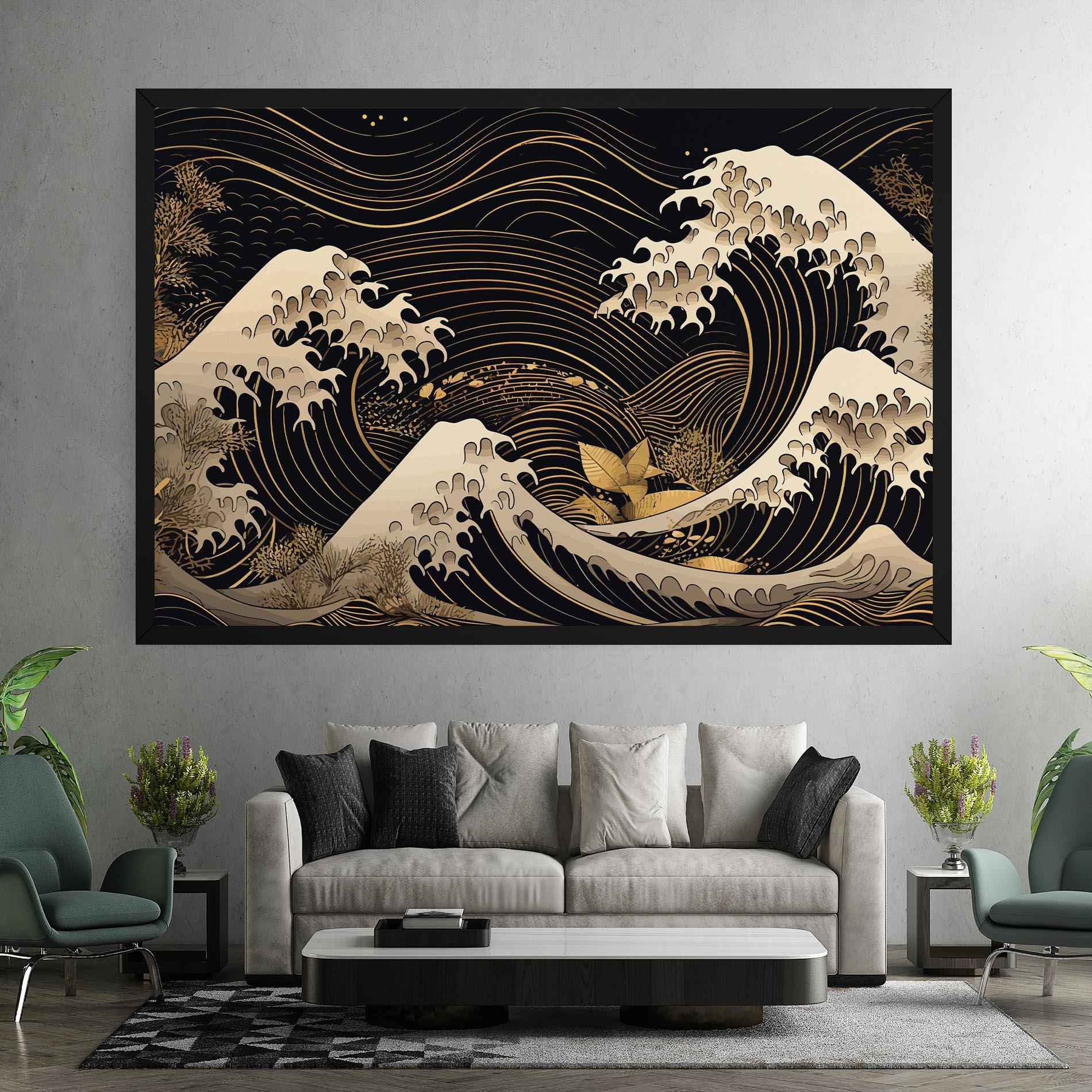 Картина на платно Asiatic Gold Wave mockup 7