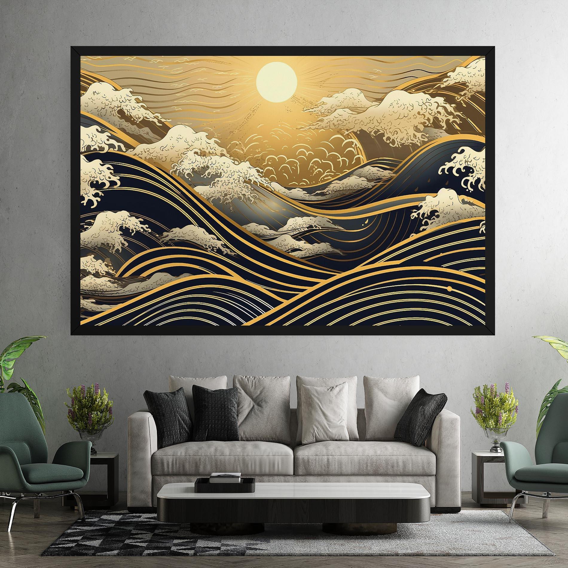 Картина на платно Gold Waves Landscape mockup 7
