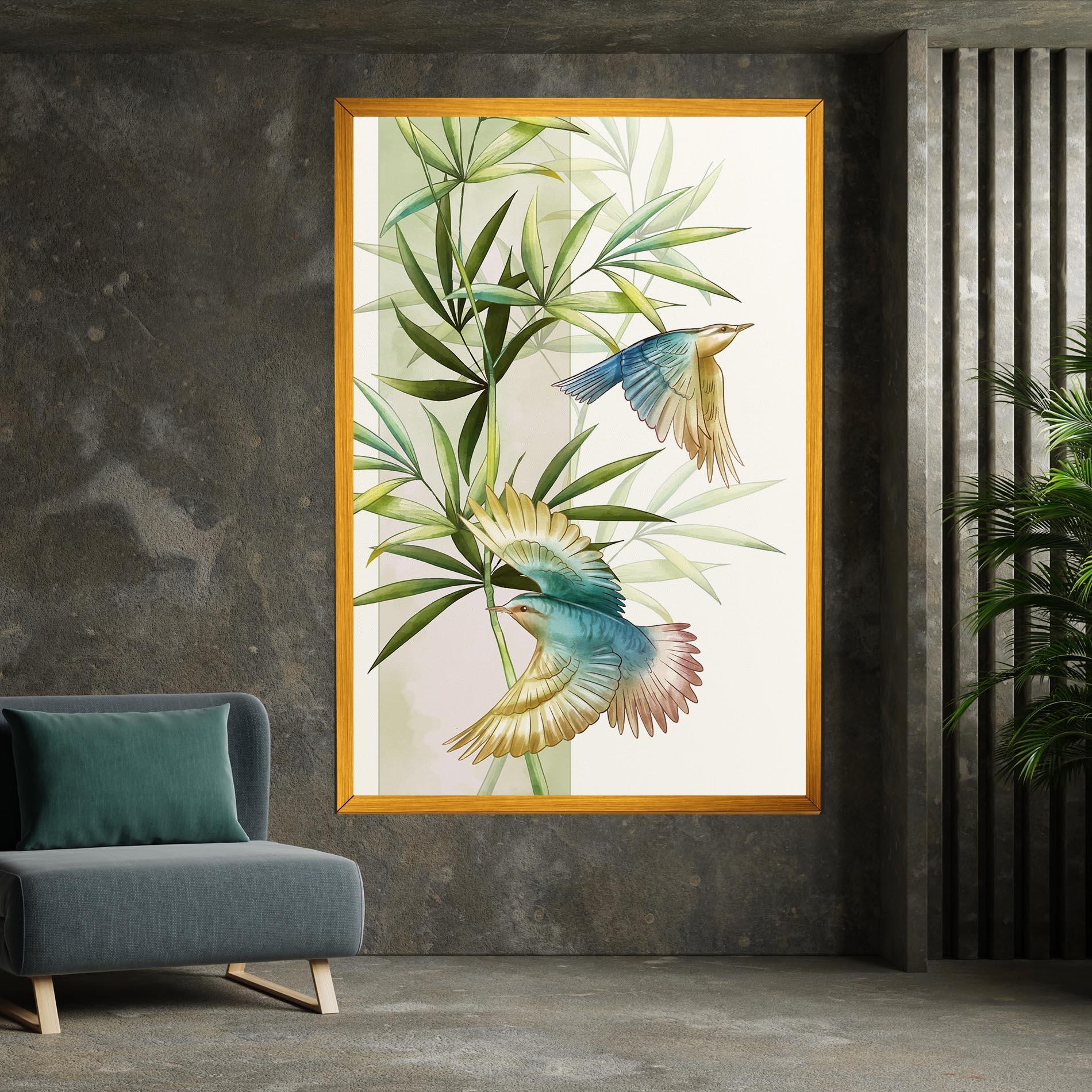 Картина на платно Asiatic Blue Birds mockup 7