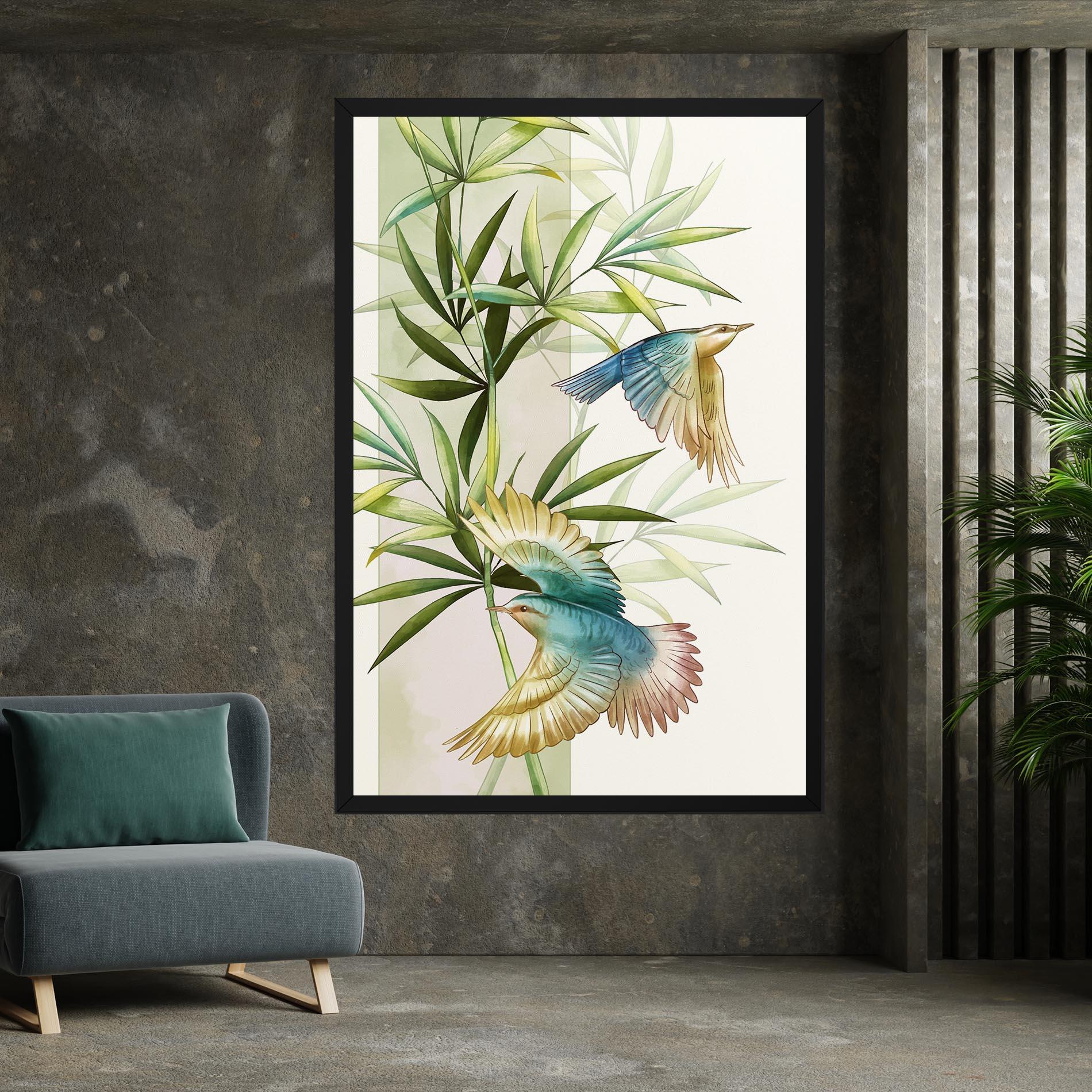 Картина на платно Asiatic Blue Birds mockup 7
