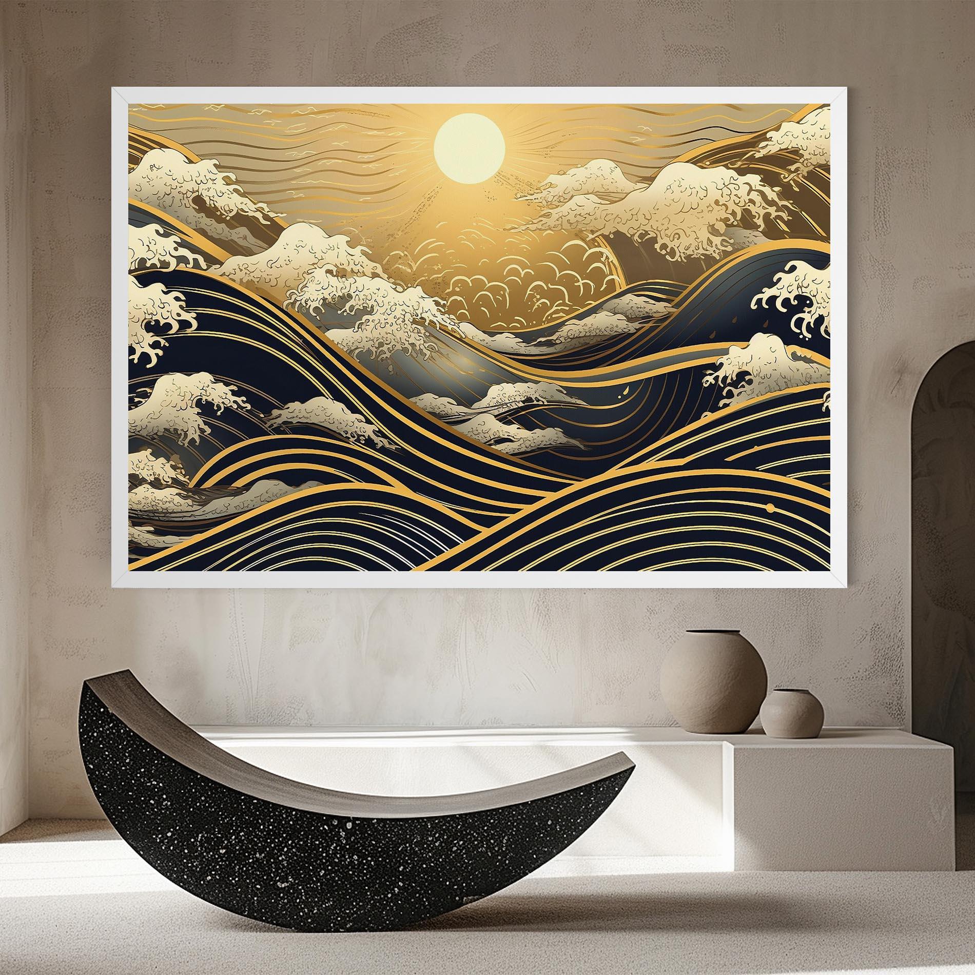 Картина на платно Gold Waves Landscape mockup 8