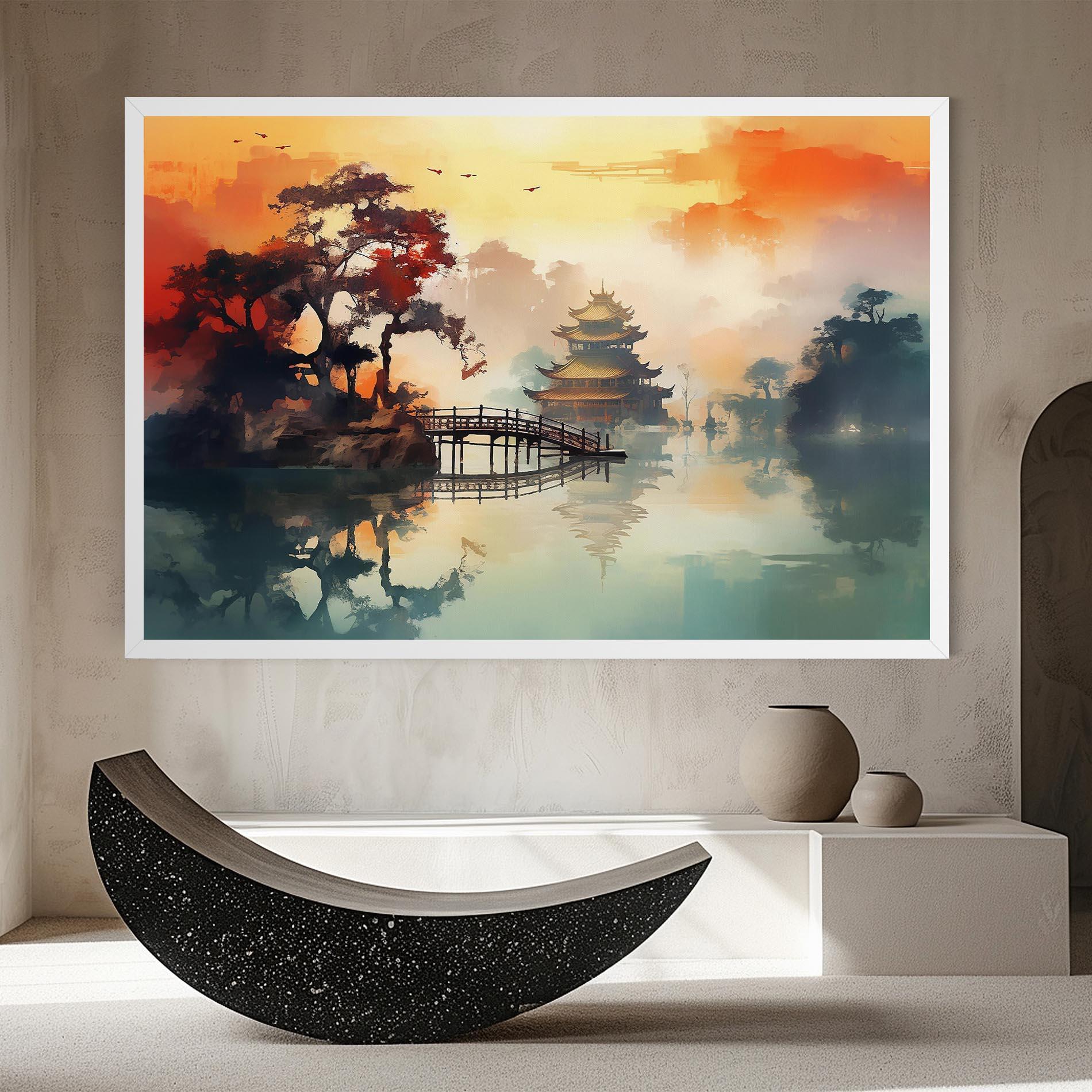 Картина на платно Sunset Fog Water mockup 8