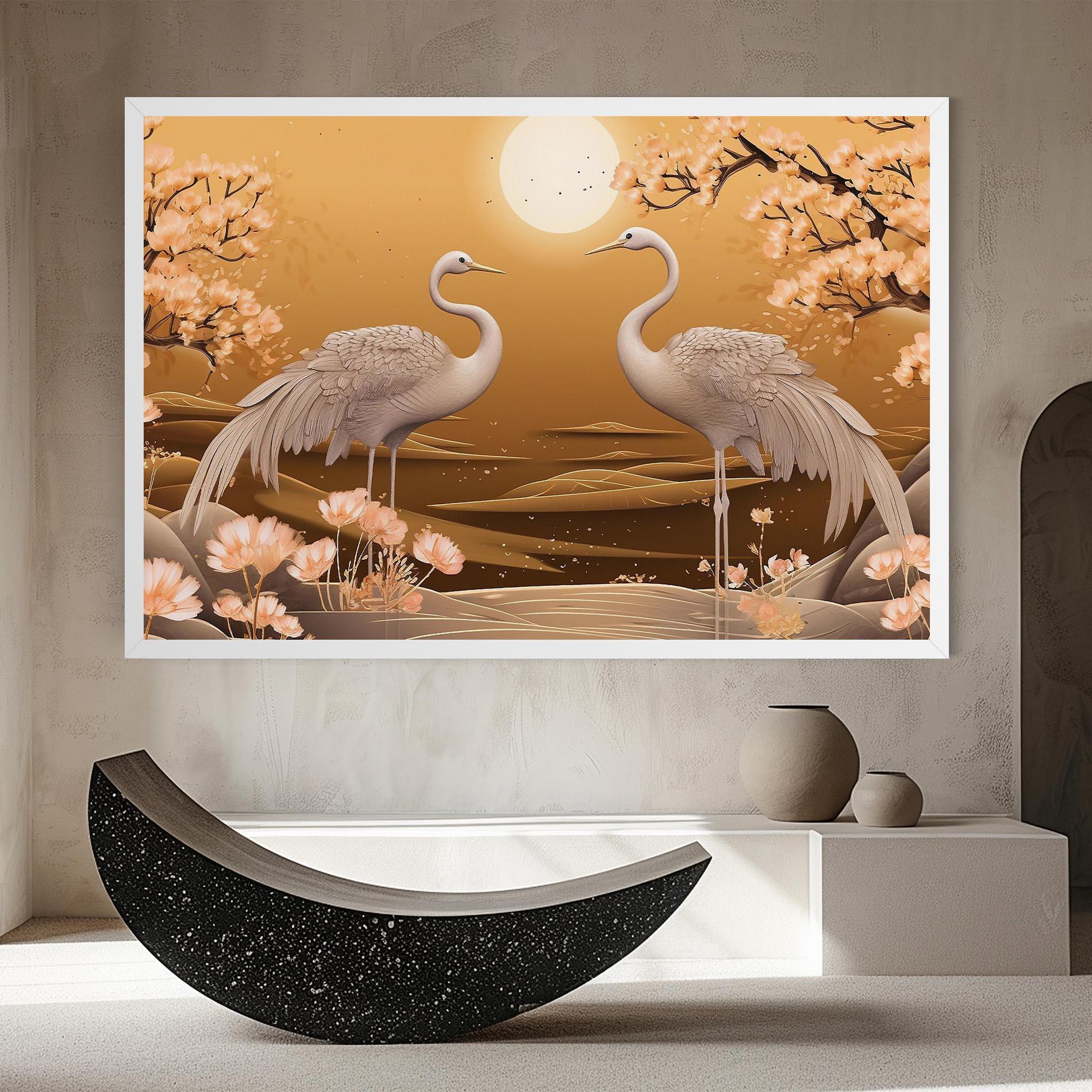 Картина на платно White Chinese Birds mockup 8