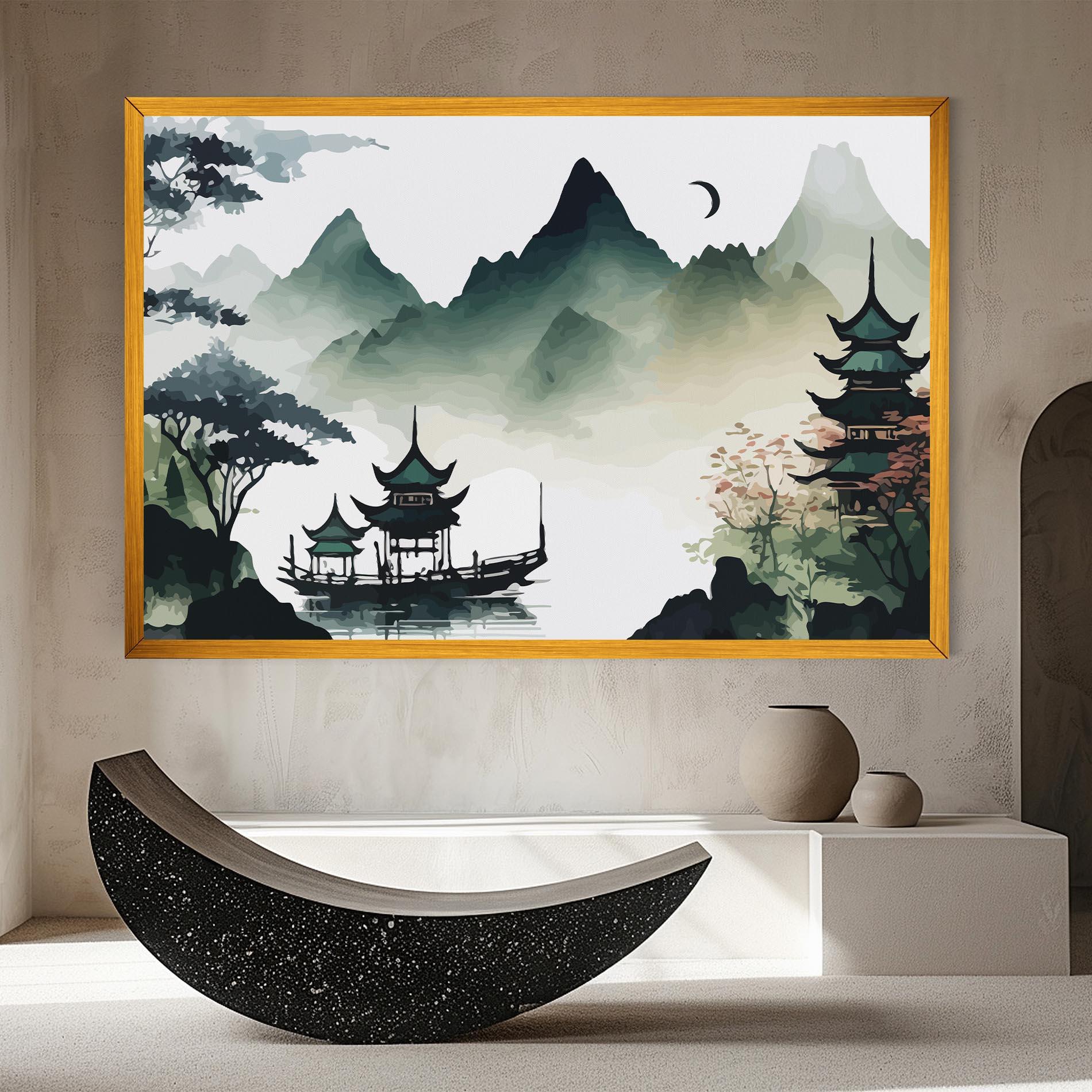 Картина на платно Green Mountain Moon mockup 8