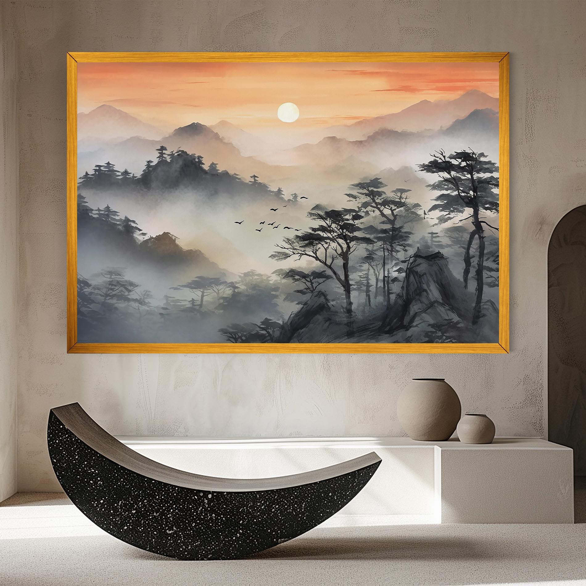 Картина на платно Sunset Fog mockup 8