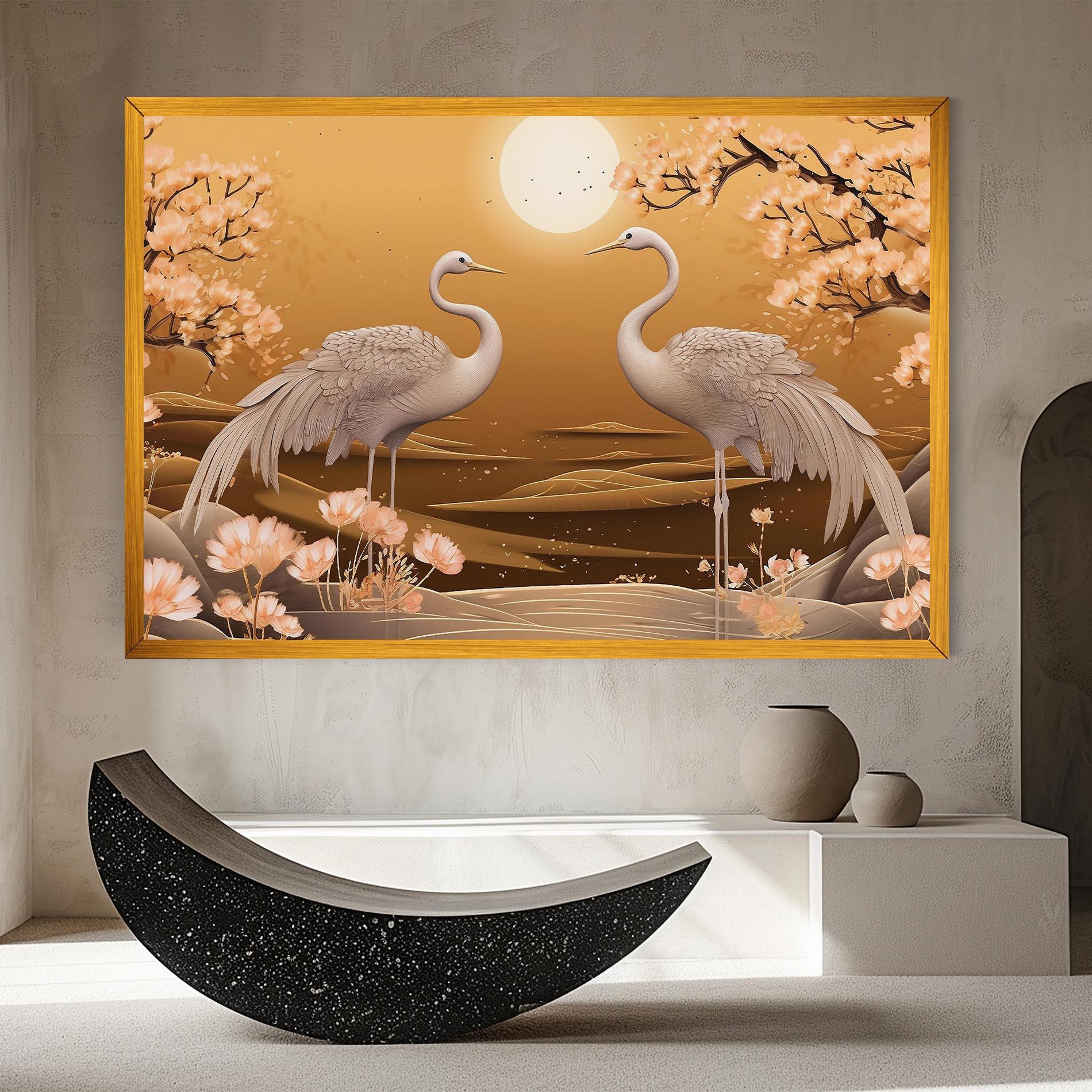 Картина на платно White Chinese Birds mockup 8