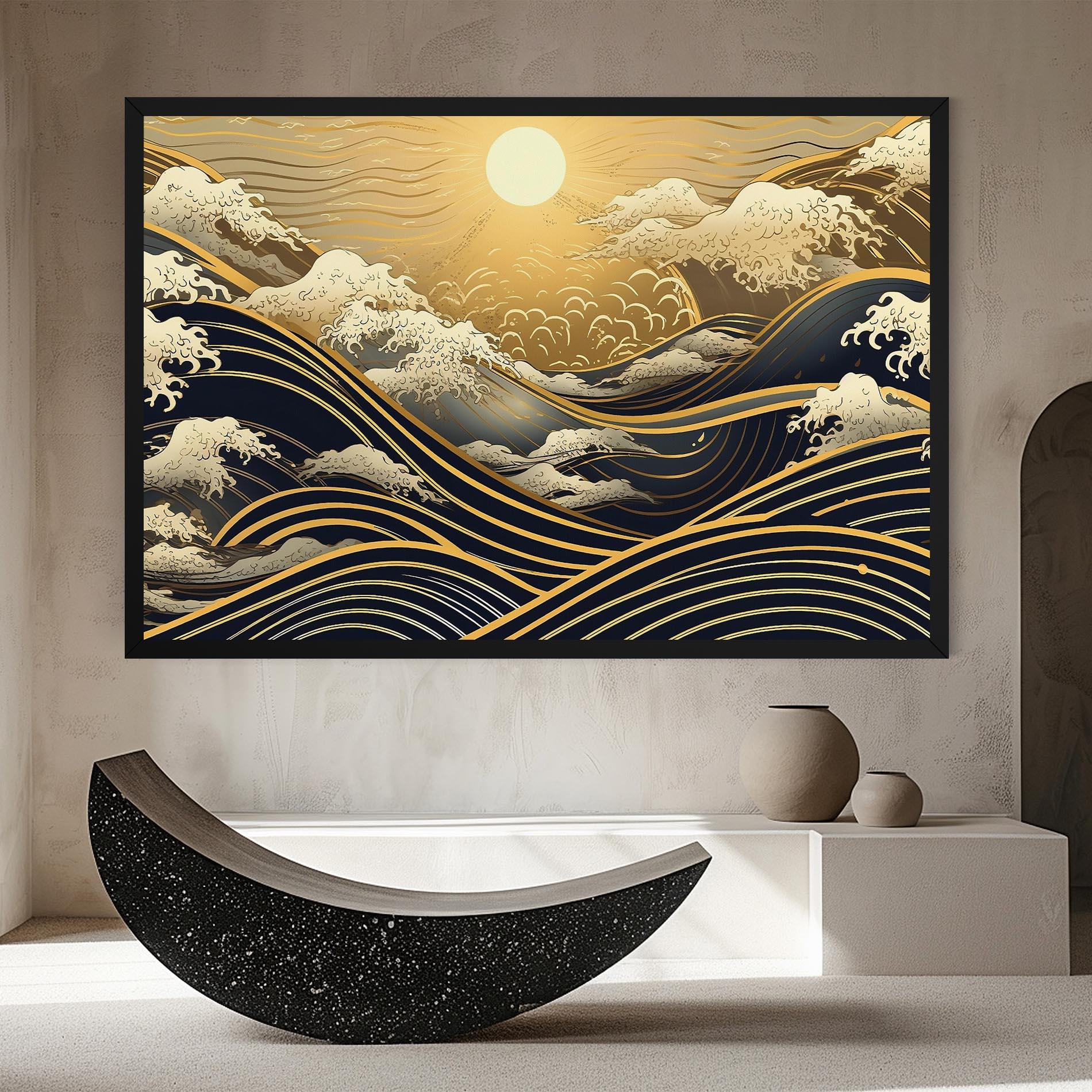 Картина на платно Gold Waves Landscape mockup 8