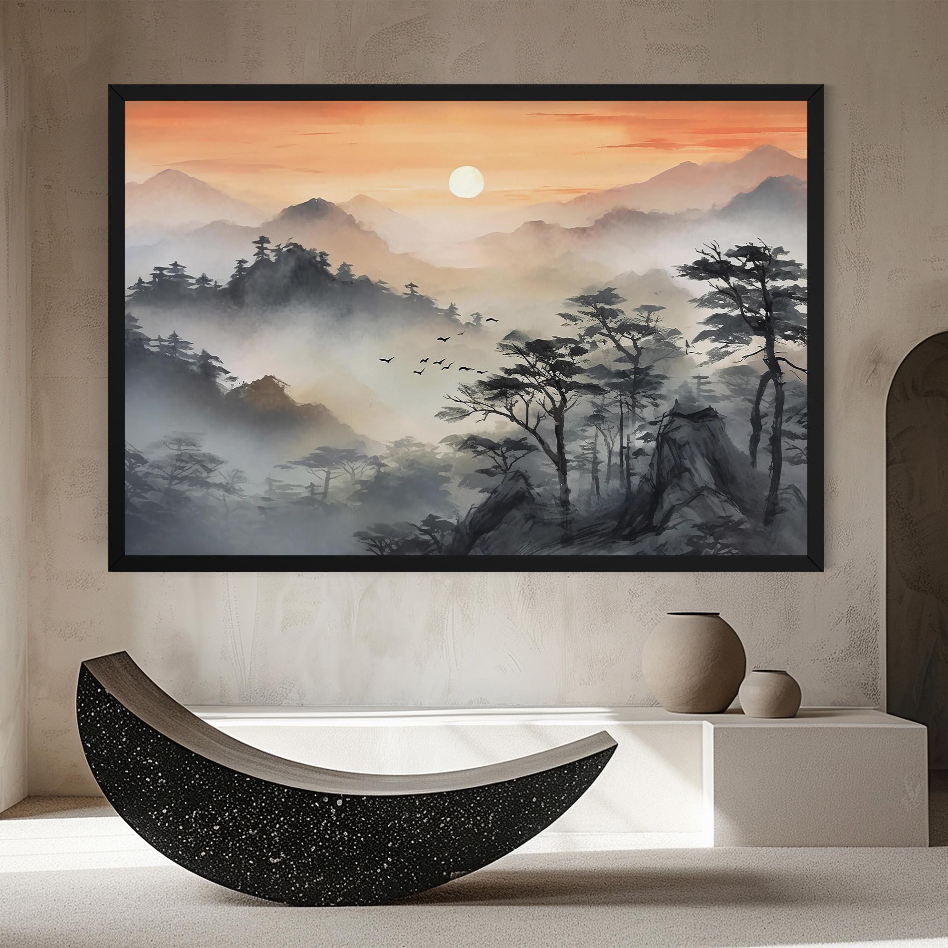 Картина на платно Sunset Fog mockup 8