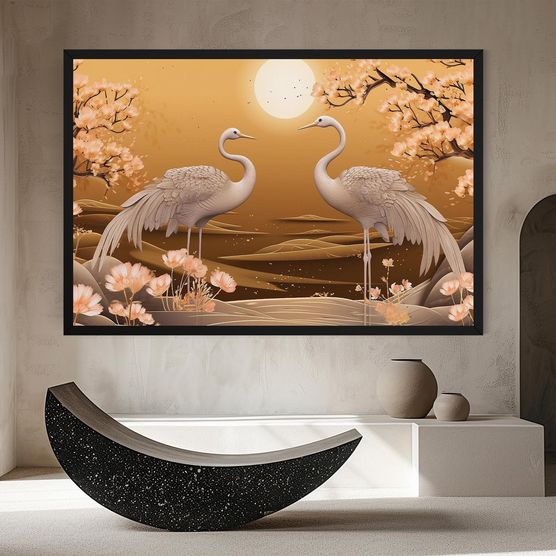 Картина на платно White Chinese Birds mockup 8
