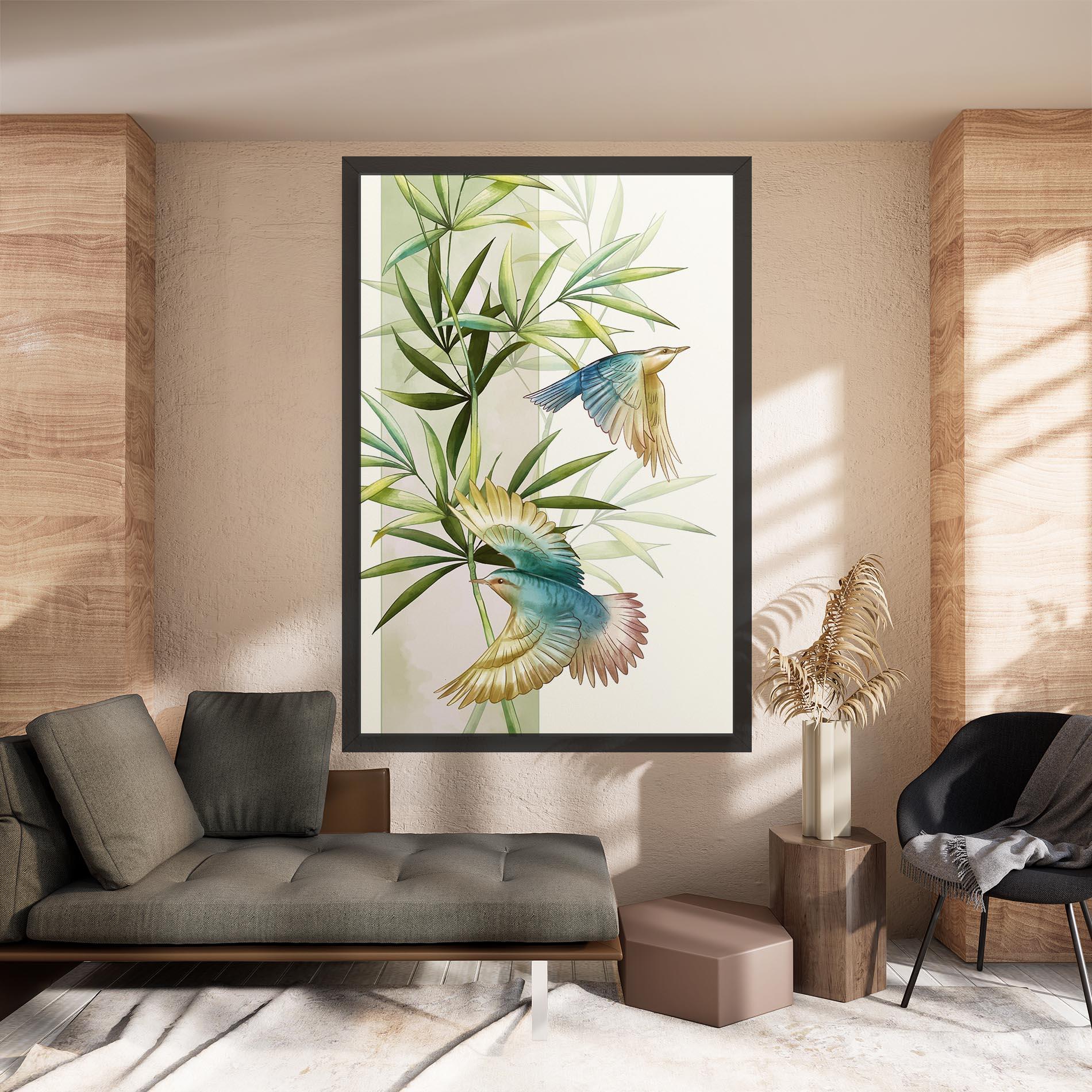 Картина на платно Asiatic Blue Birds mockup 8