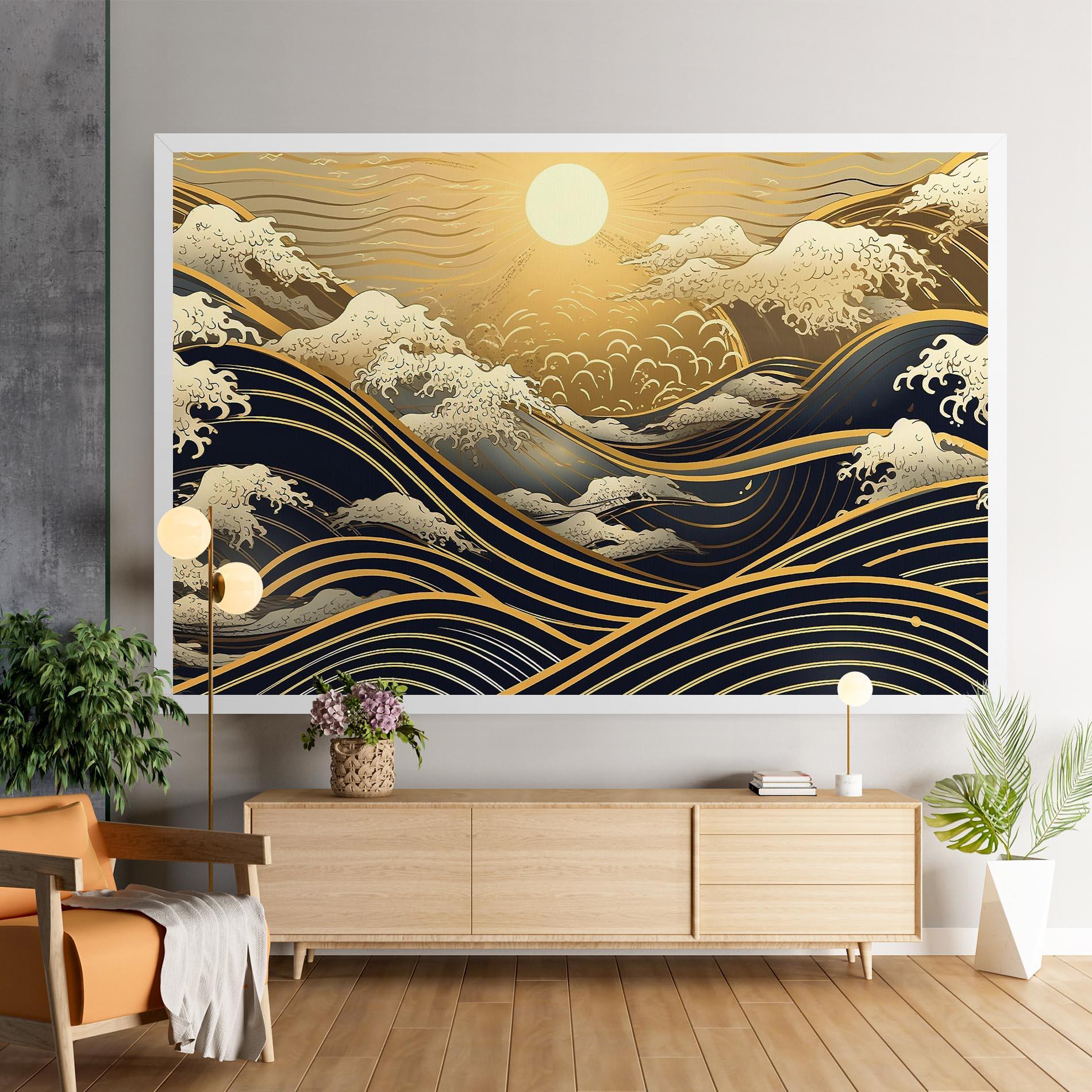 Картина на платно Gold Waves Landscape mockup 9