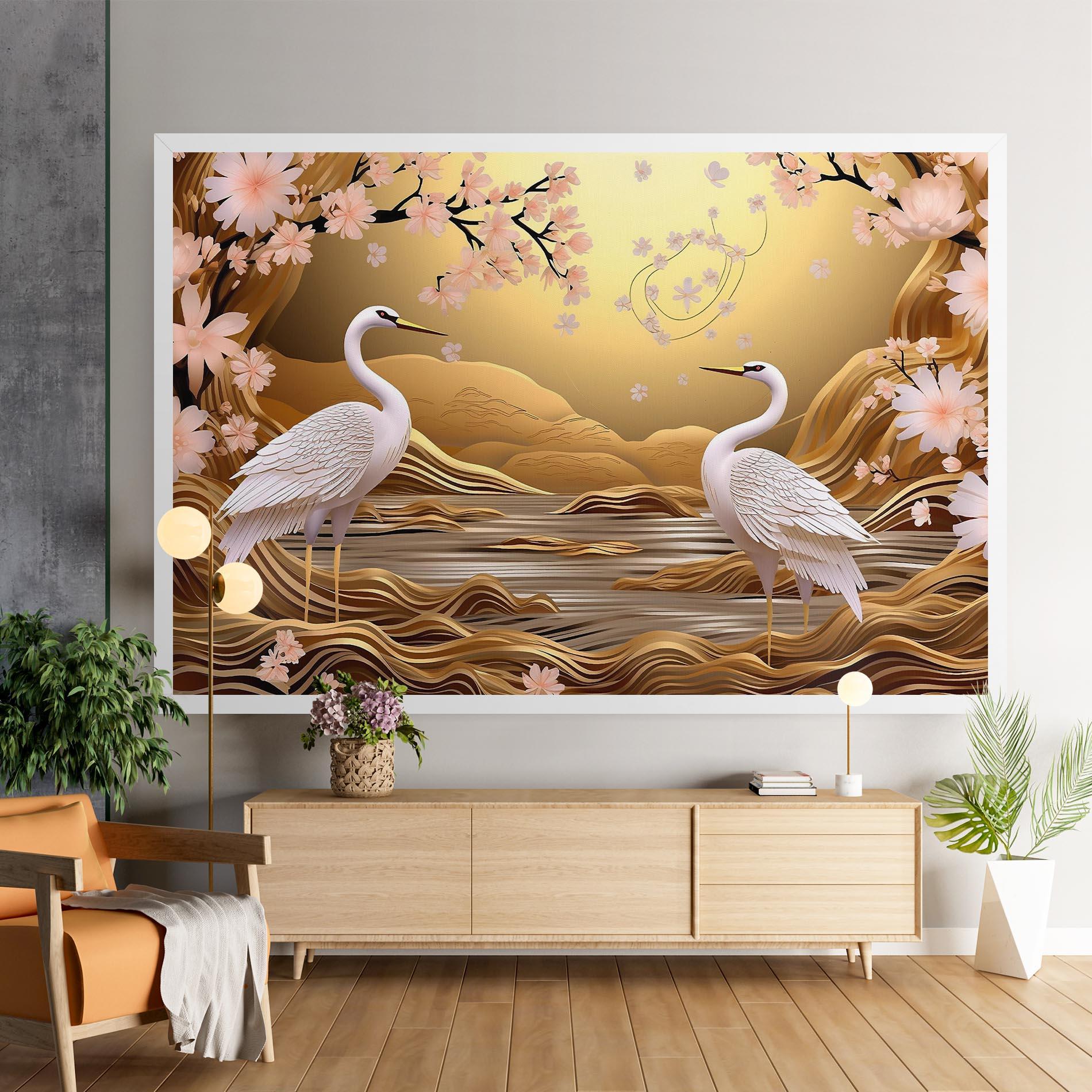 Картина на платно Pink Chinese Flowers mockup 9