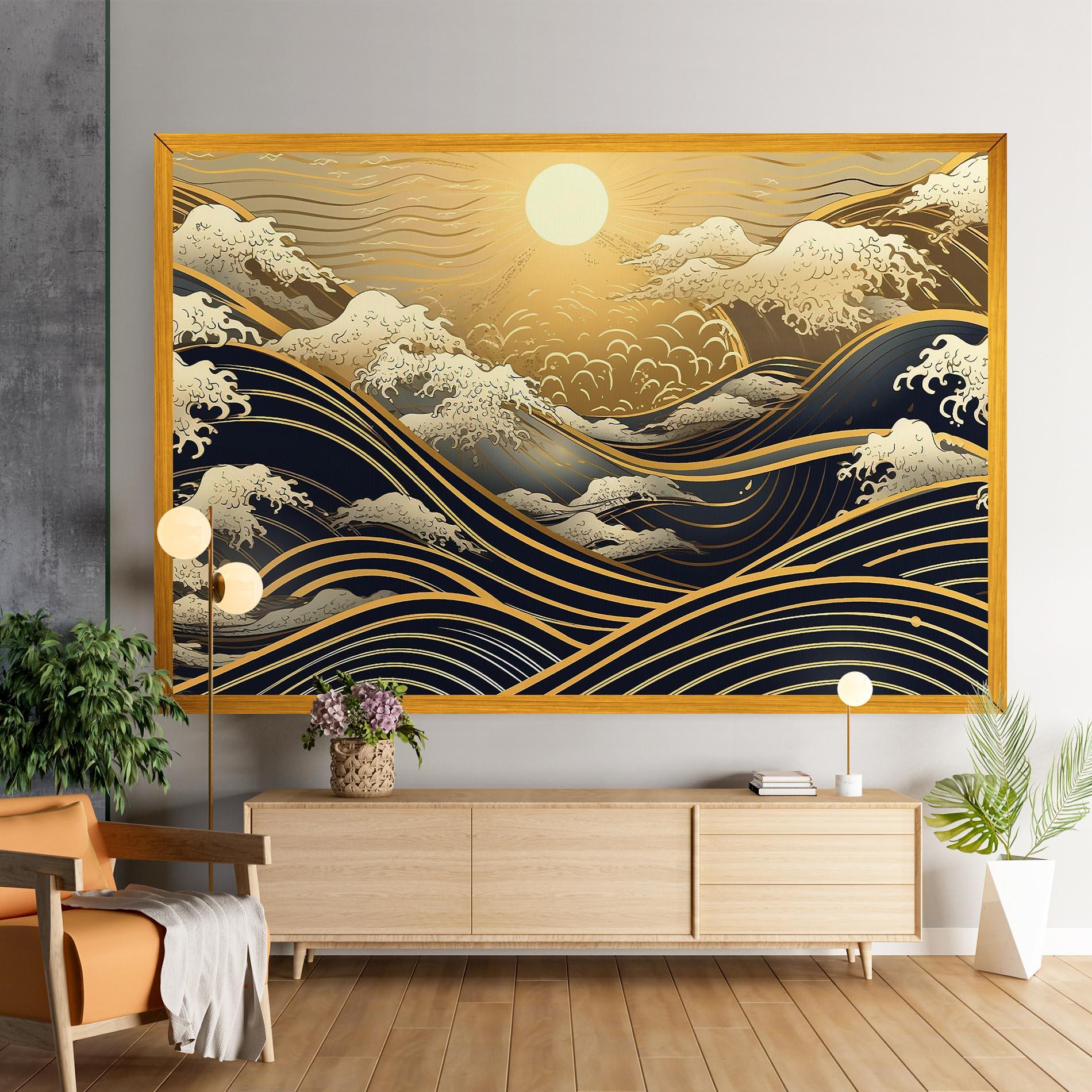 Картина на платно Gold Waves Landscape mockup 9