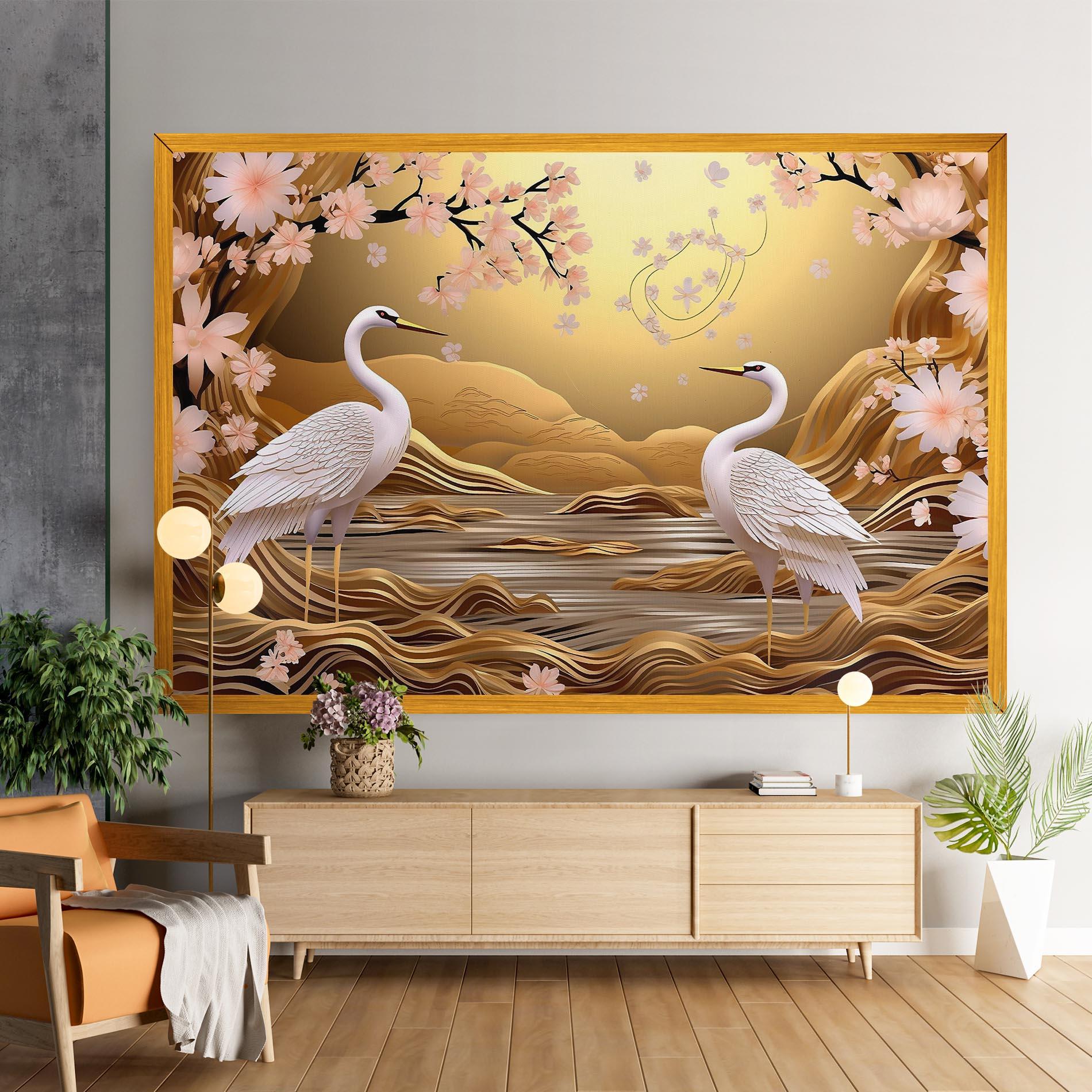 Картина на платно Pink Chinese Flowers mockup 9