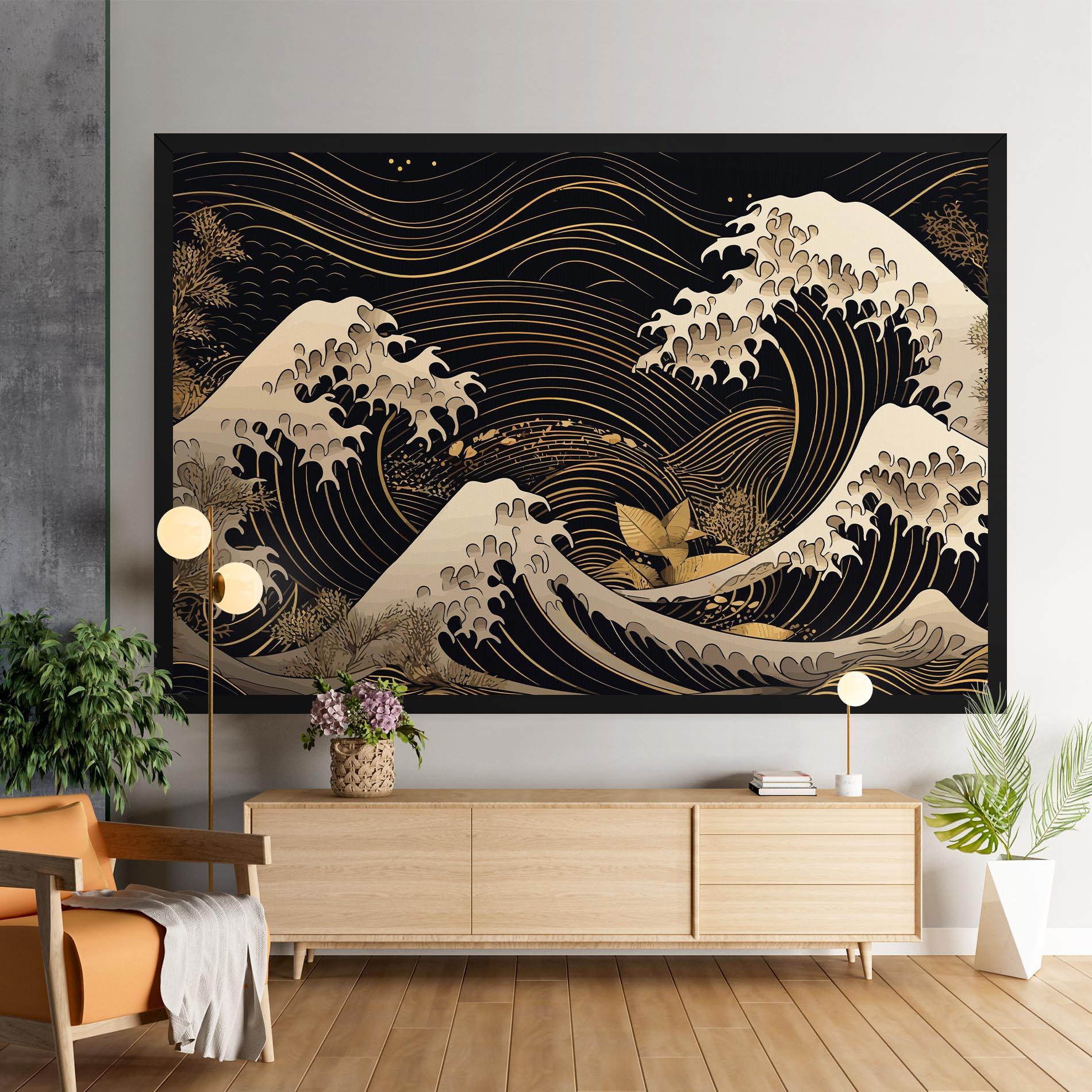 Картина на платно Asiatic Gold Wave mockup 9