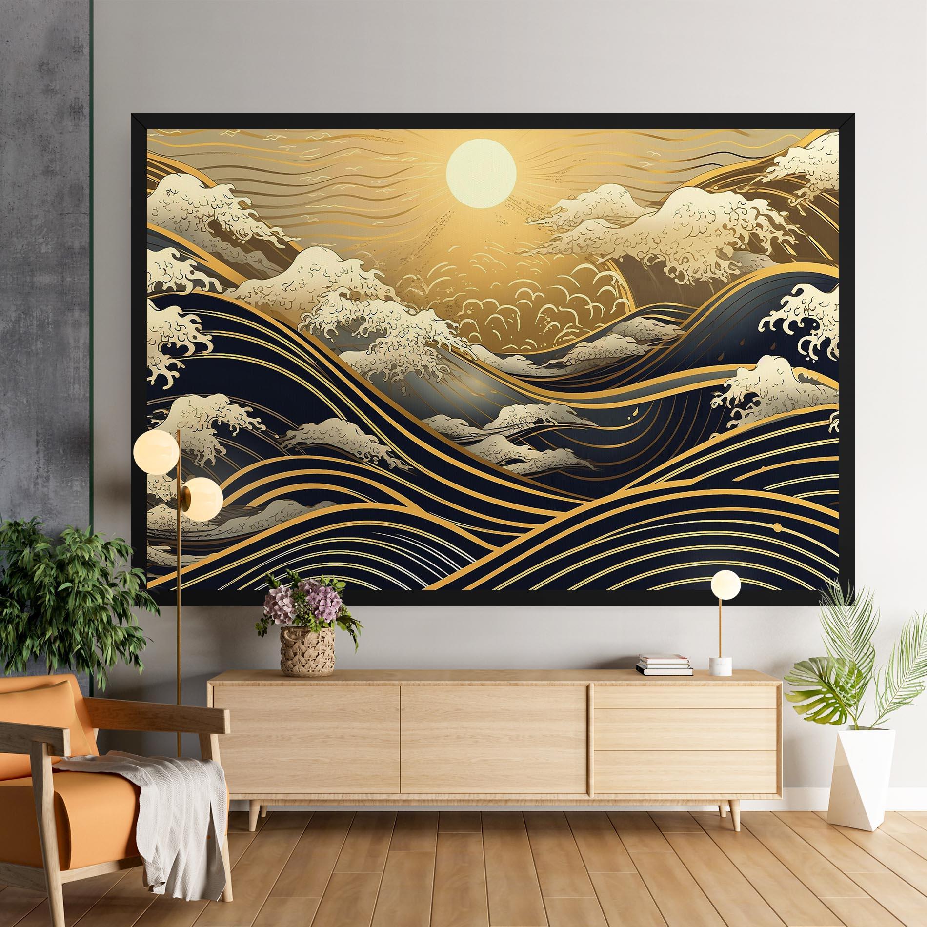 Картина на платно Gold Waves Landscape mockup 9